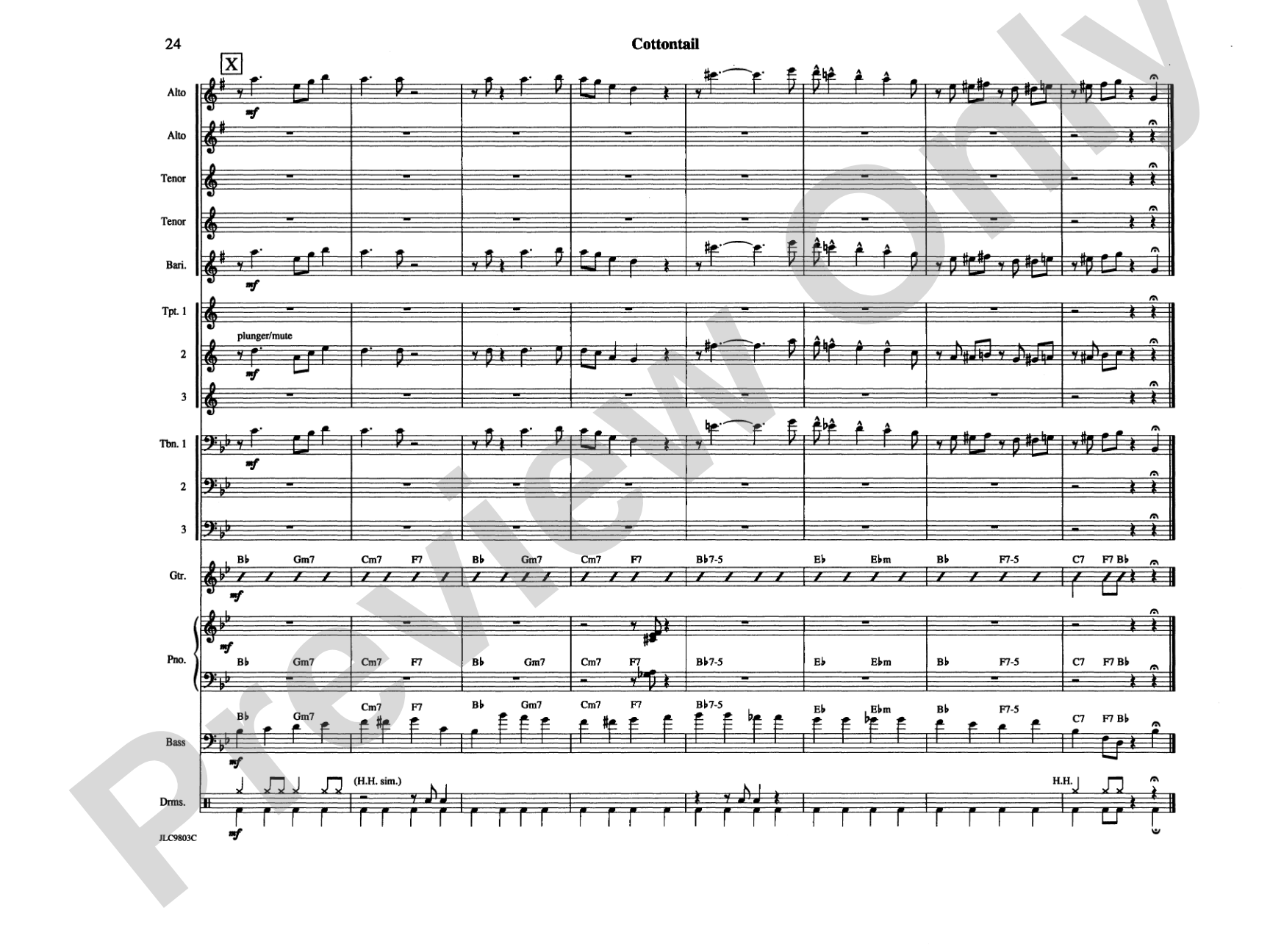 Cottontail: Jazz Ensemble Conductor Score & Parts