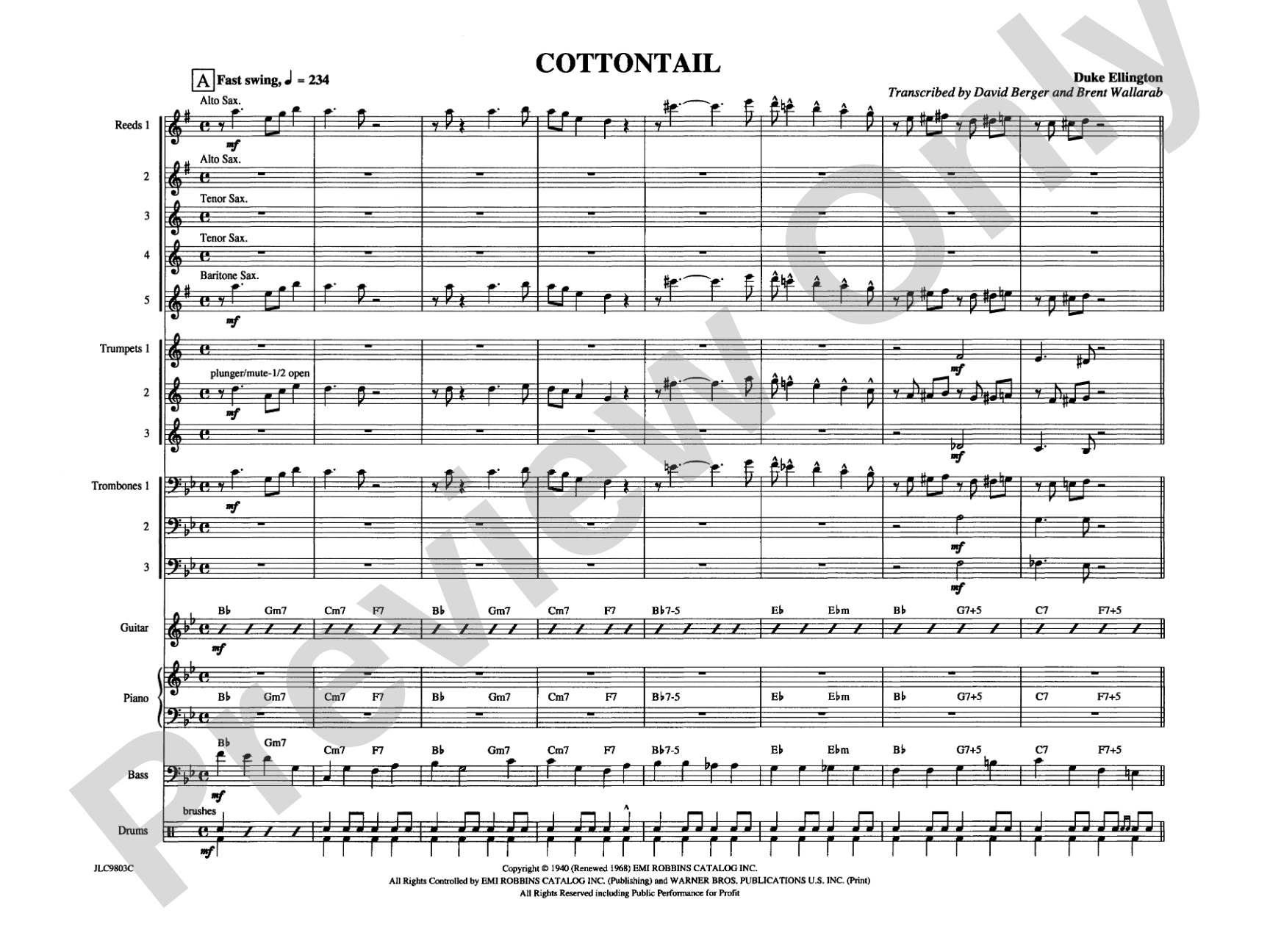 Cottontail: Jazz Ensemble Conductor Score & Parts