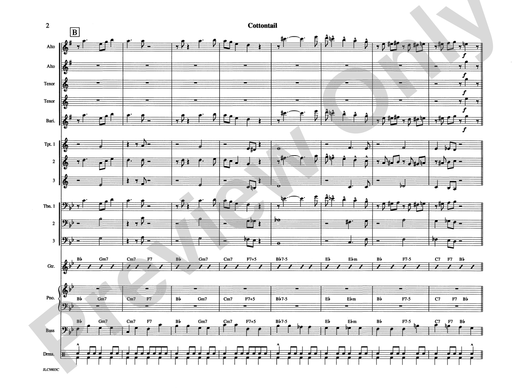 Cottontail: Jazz Ensemble Conductor Score & Parts