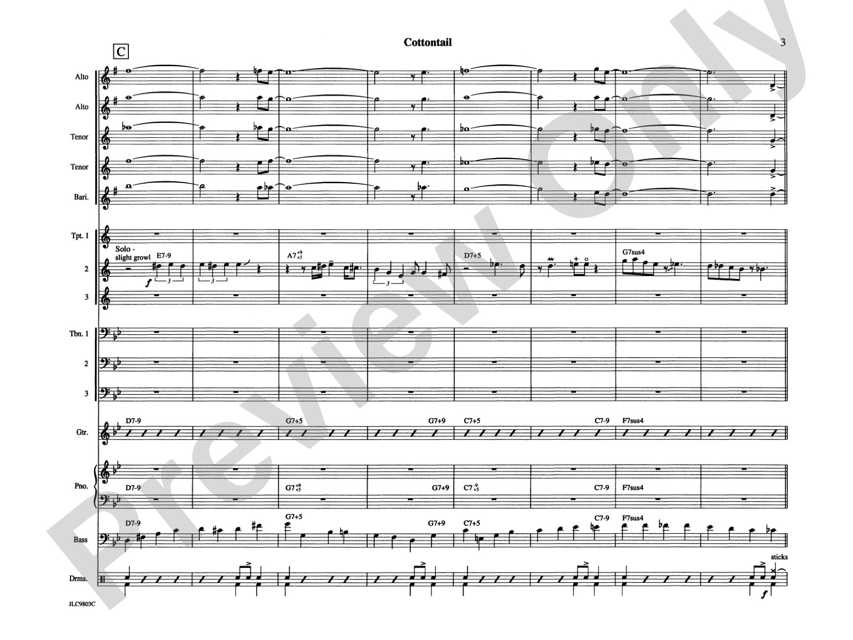 Cottontail: Jazz Ensemble Conductor Score & Parts