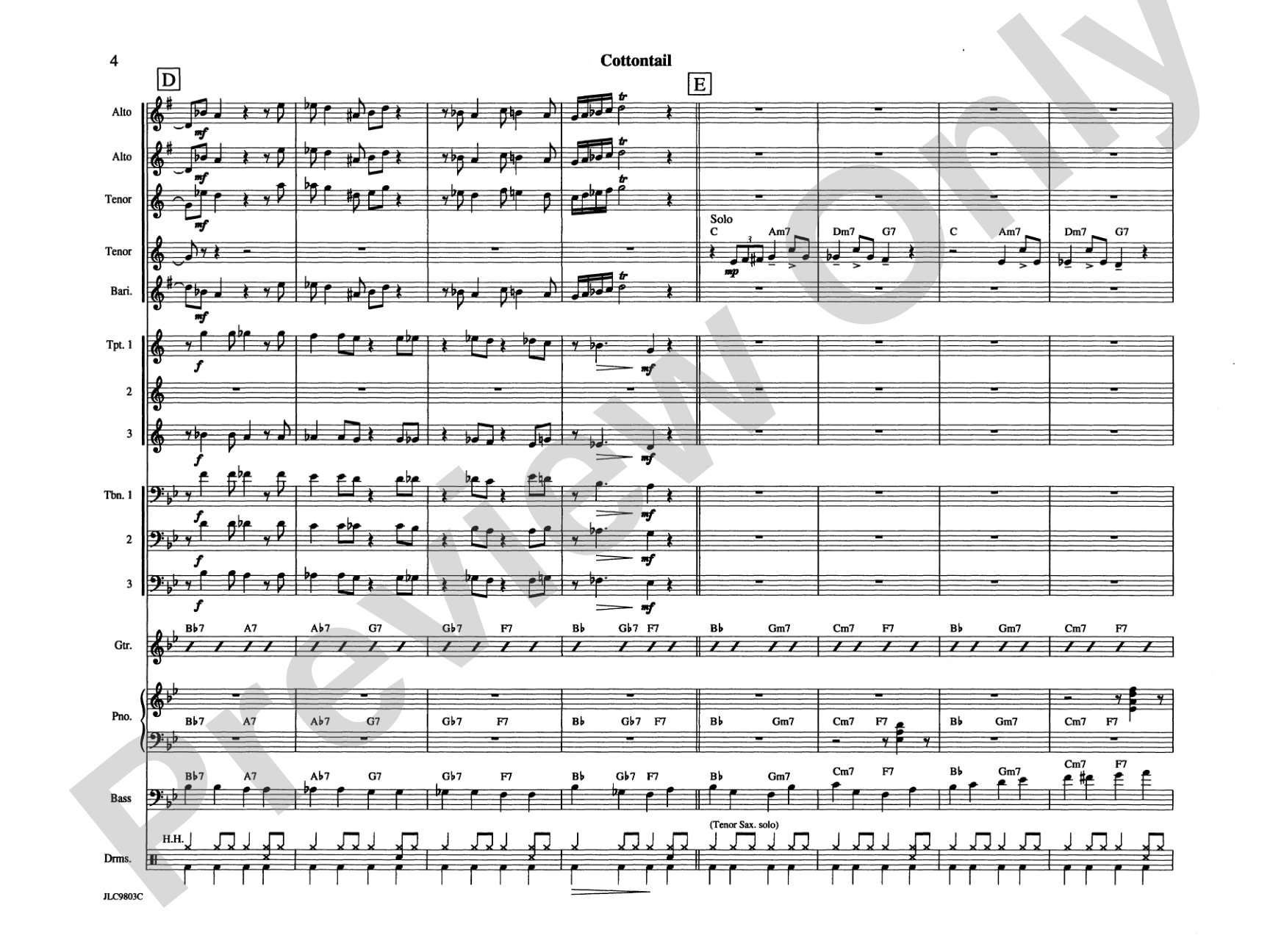Cottontail: Jazz Ensemble Conductor Score & Parts