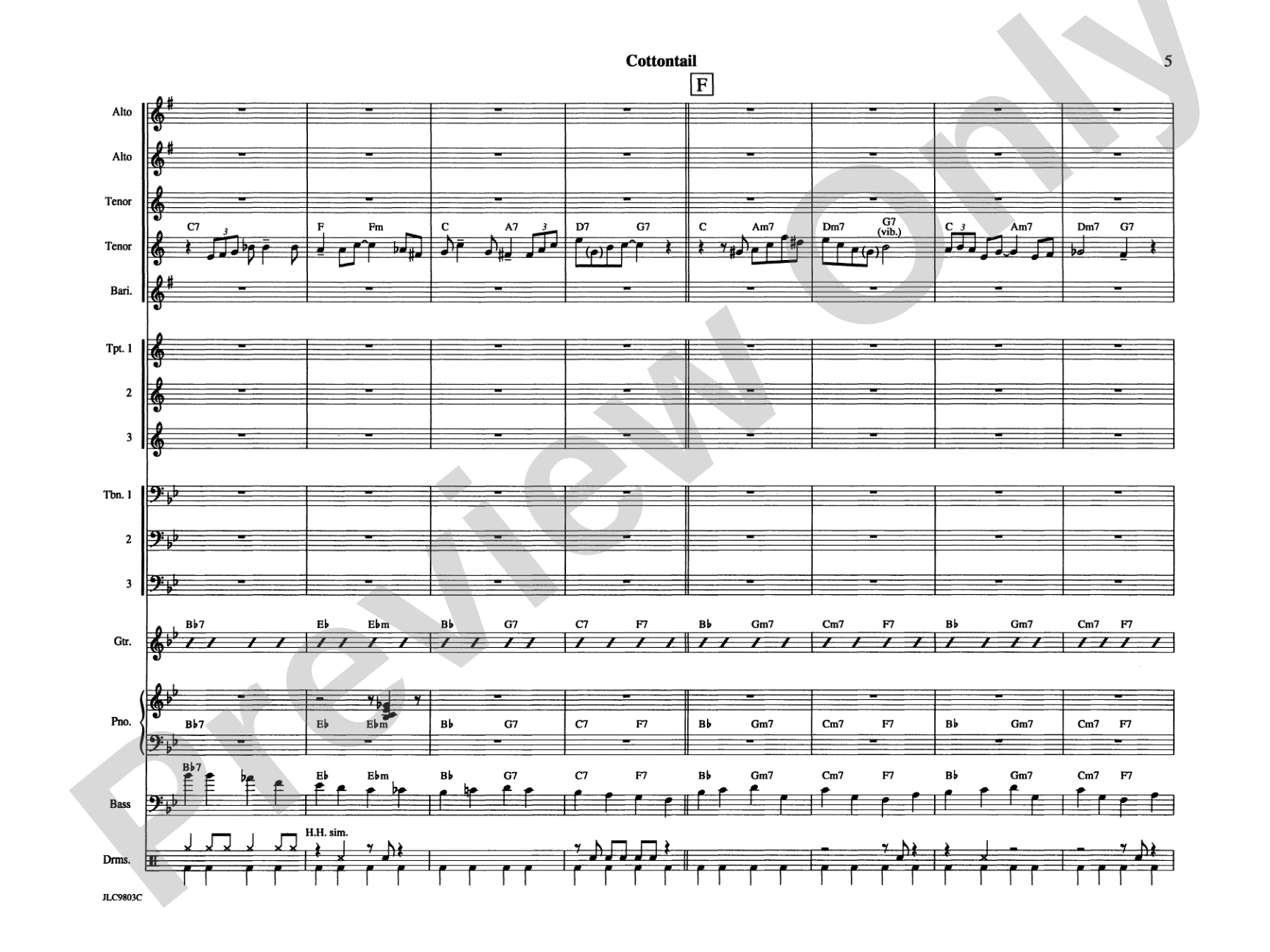 Cottontail: Jazz Ensemble Conductor Score & Parts