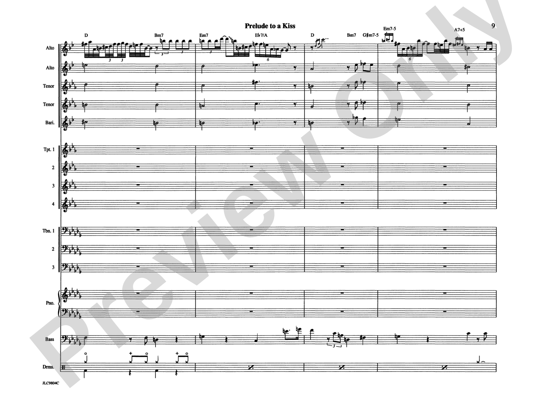 Prelude to a Kiss: Jazz Ensemble Conductor Score & Parts
