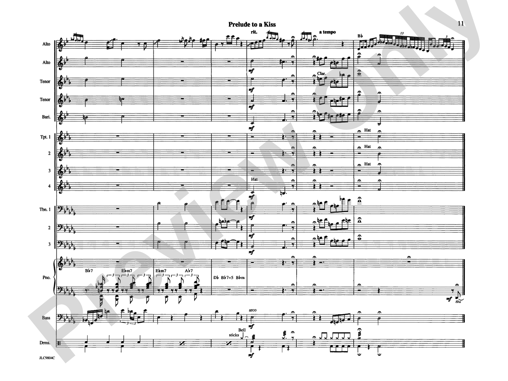 Prelude to a Kiss: Jazz Ensemble Conductor Score & Parts