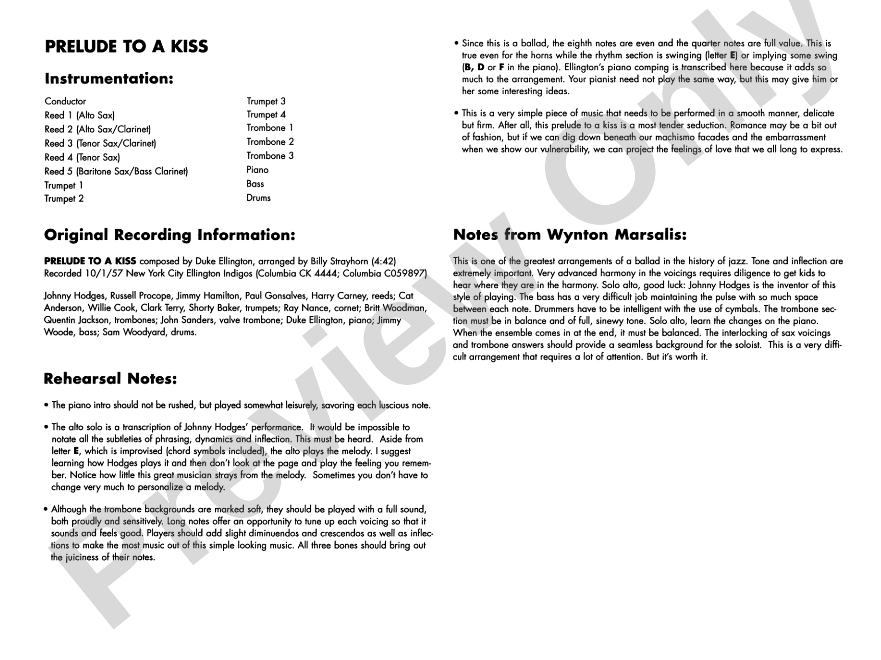 Prelude to a Kiss: Jazz Ensemble Conductor Score & Parts