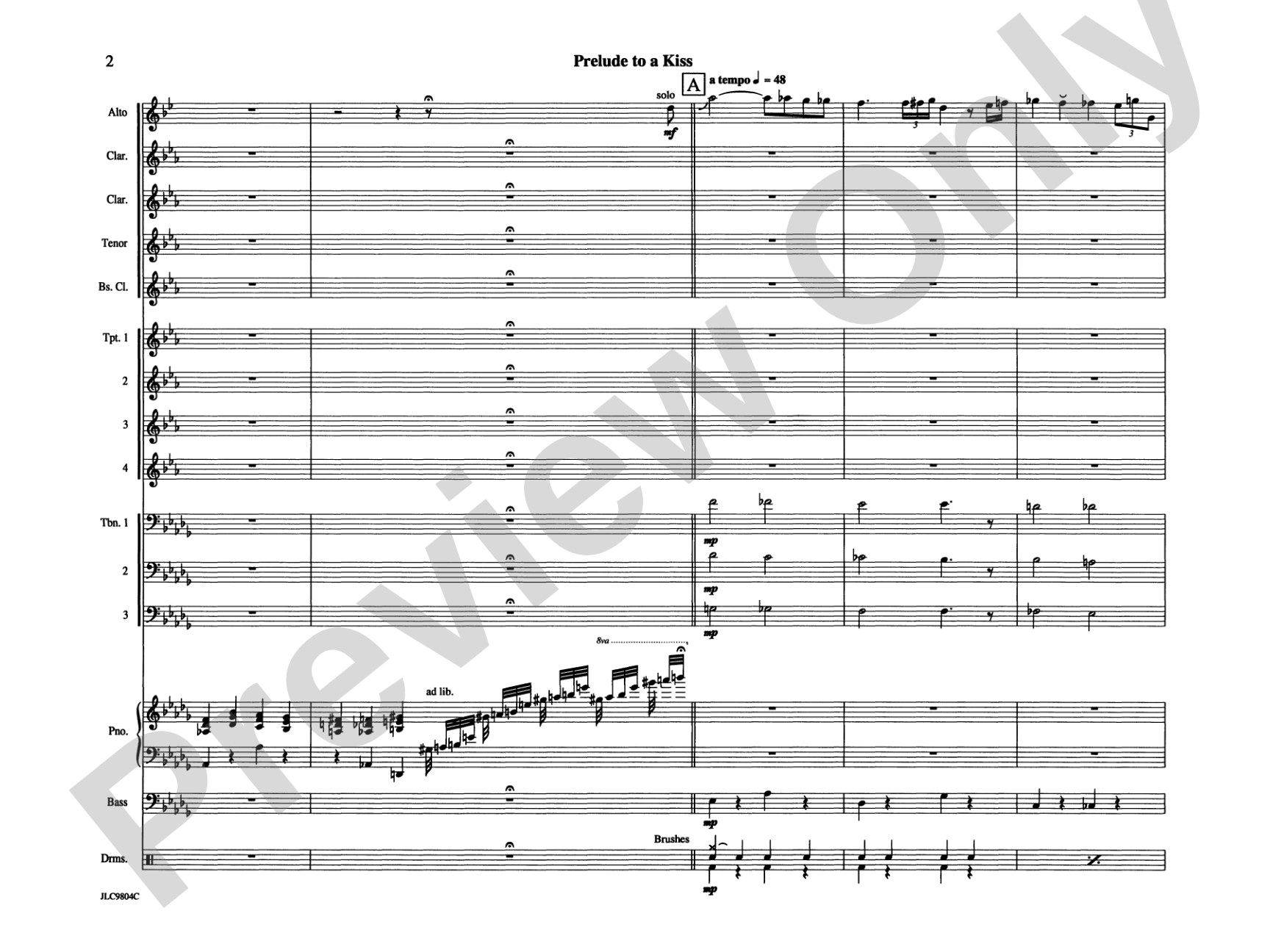 Prelude to a Kiss: Jazz Ensemble Conductor Score & Parts