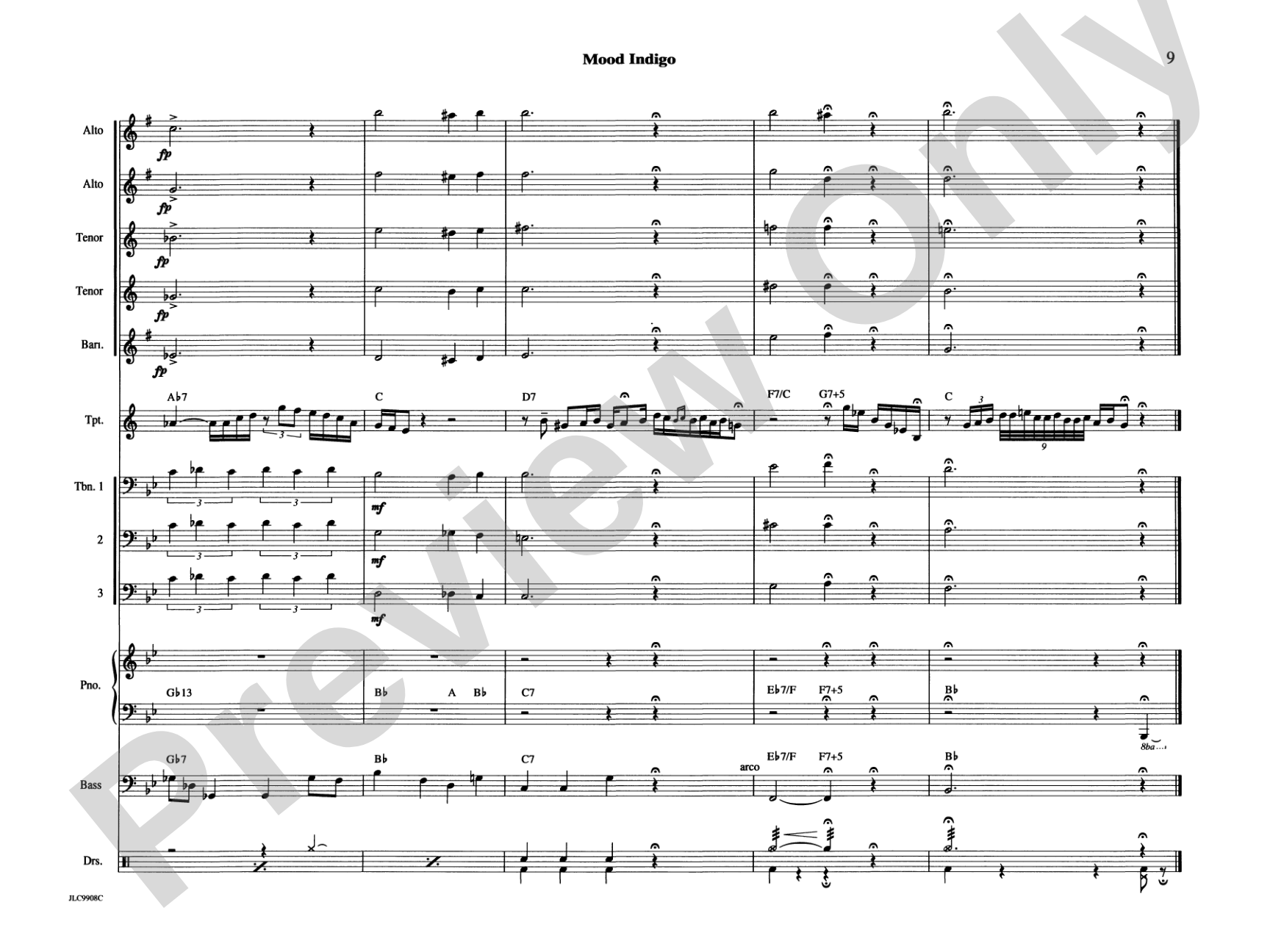 Mood Indigo: Jazz Ensemble Conductor Score & Parts