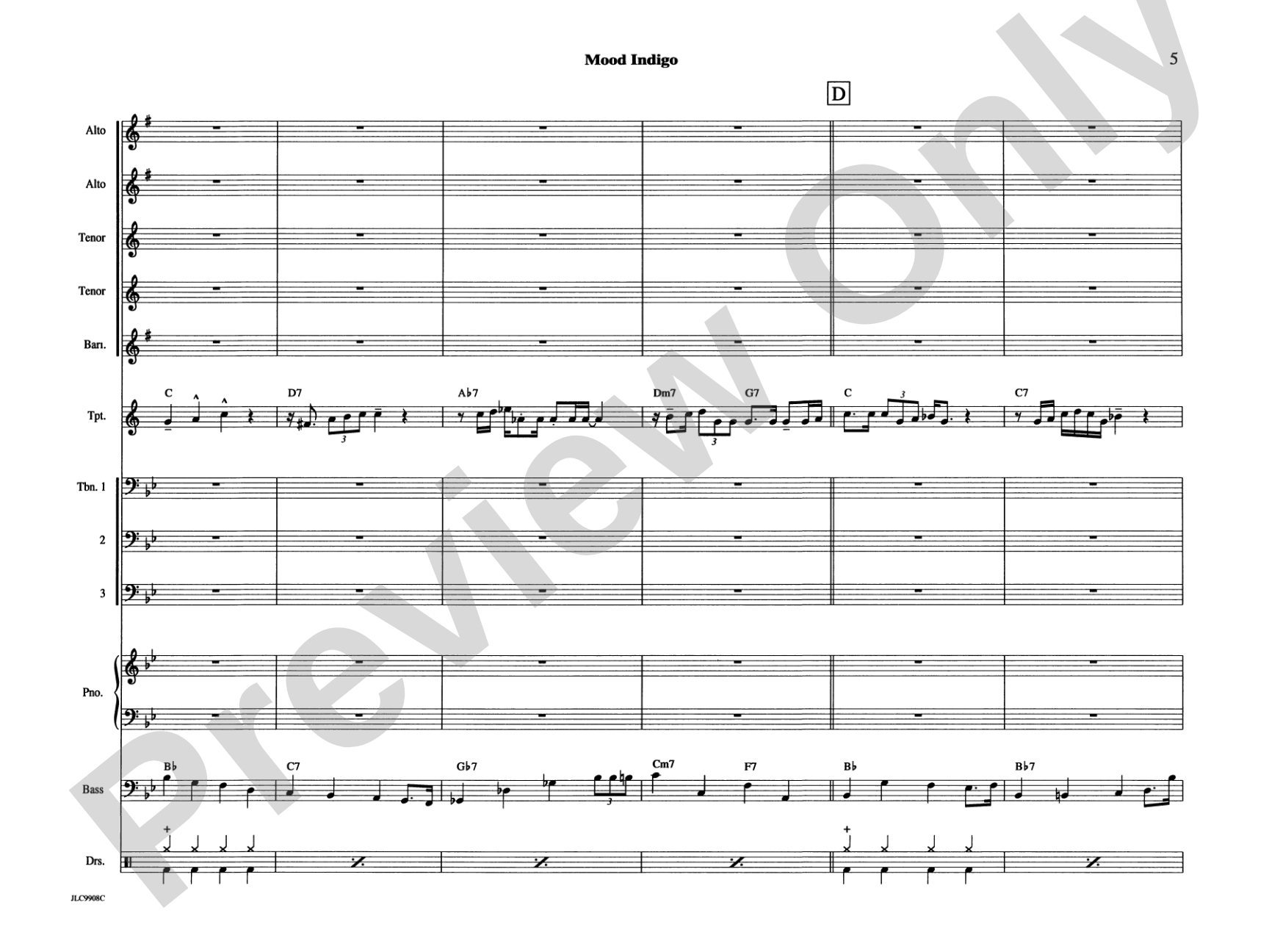 Mood Indigo: Jazz Ensemble Conductor Score & Parts