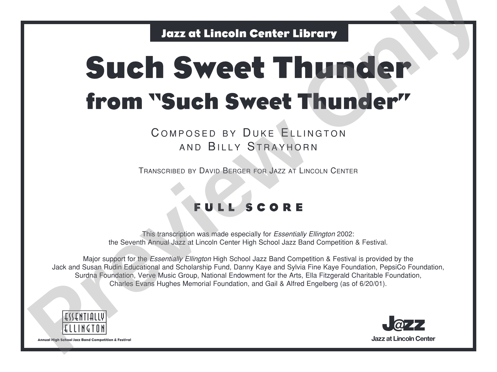 Such Sweet Thunder (from Such Sweet Thunder): Jazz Ensemble Conductor Score & Parts