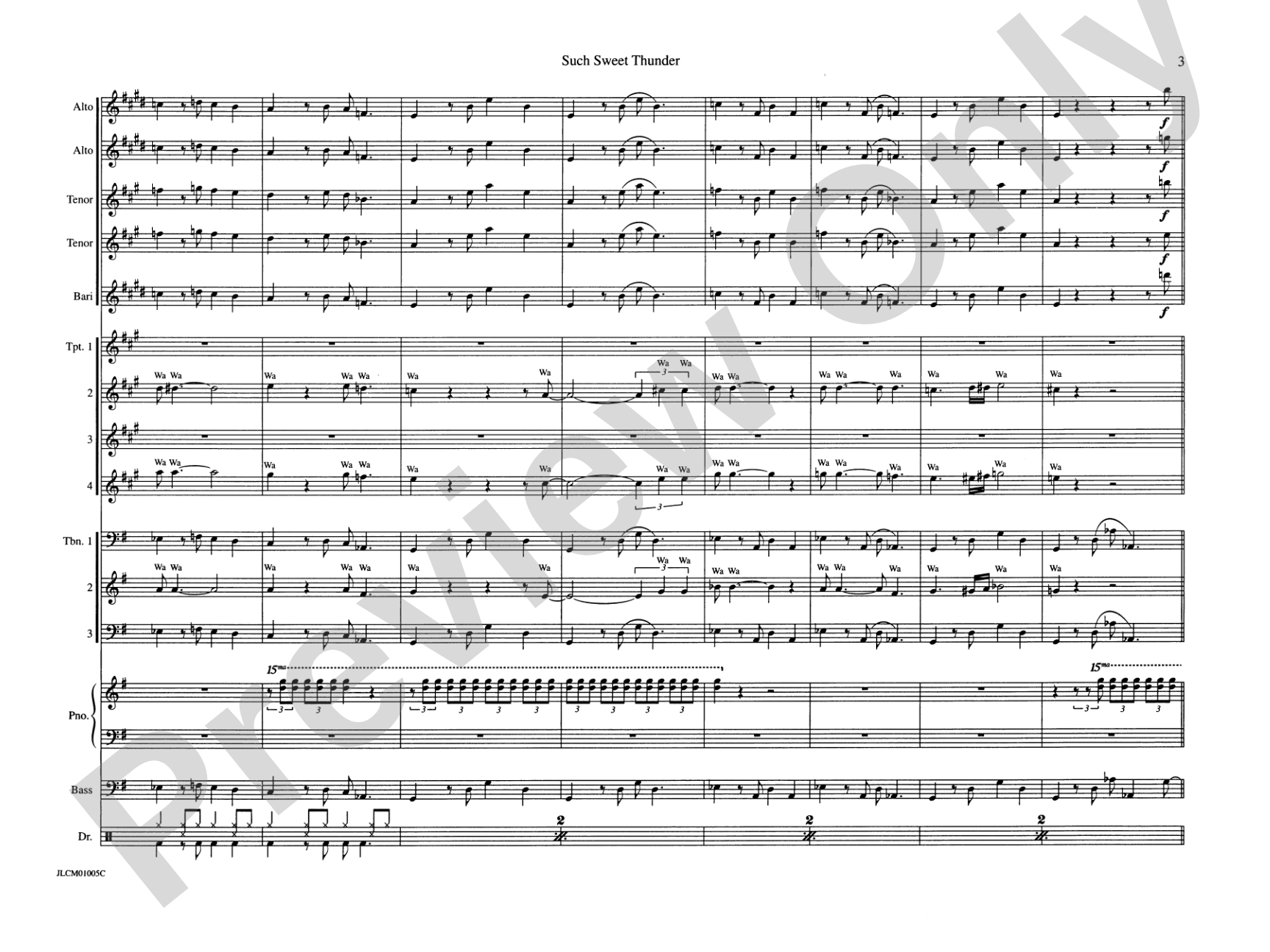 Such Sweet Thunder (from Such Sweet Thunder): Jazz Ensemble Conductor Score & Parts