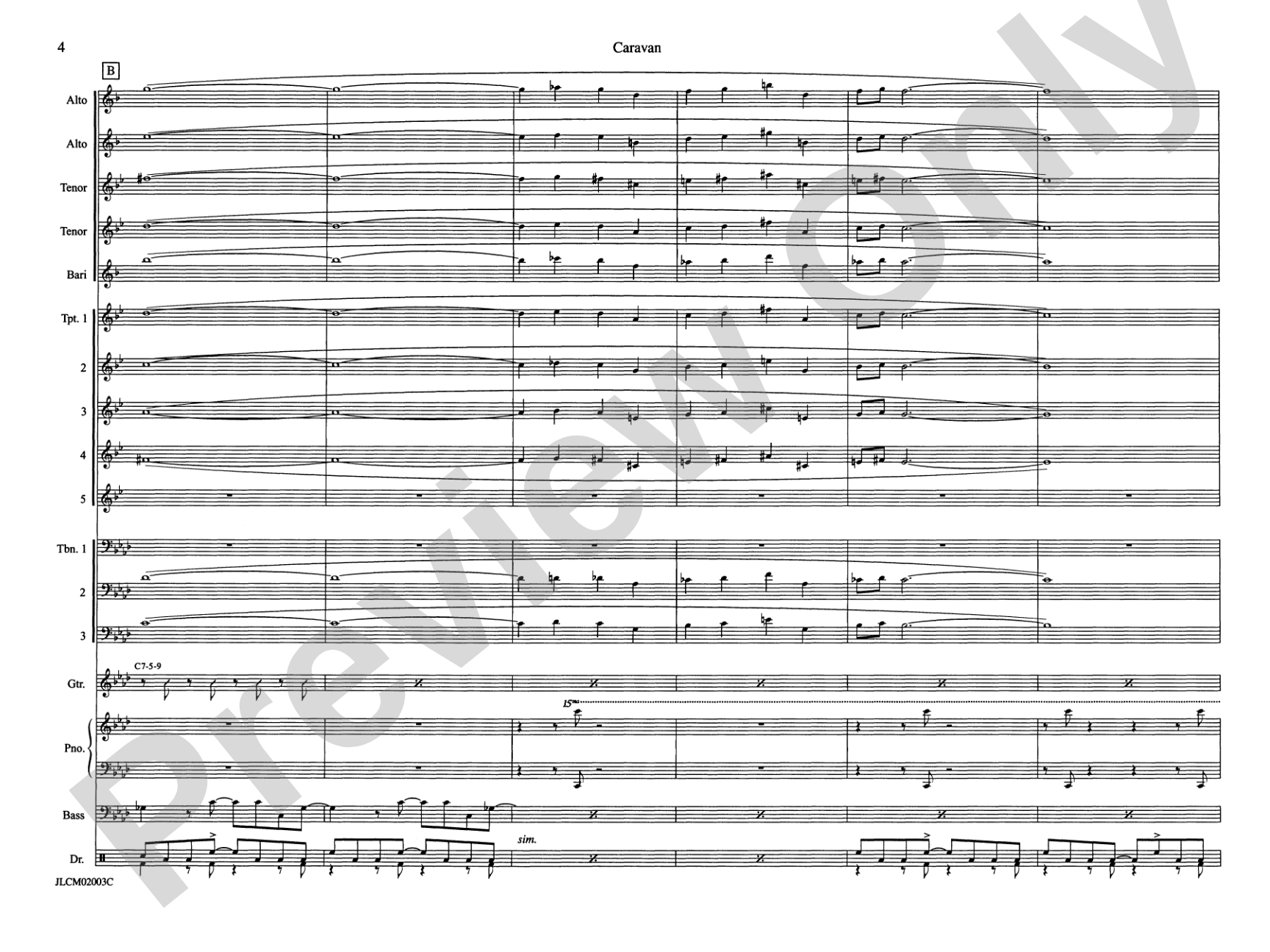 Caravan: Jazz Ensemble Conductor Score & Parts