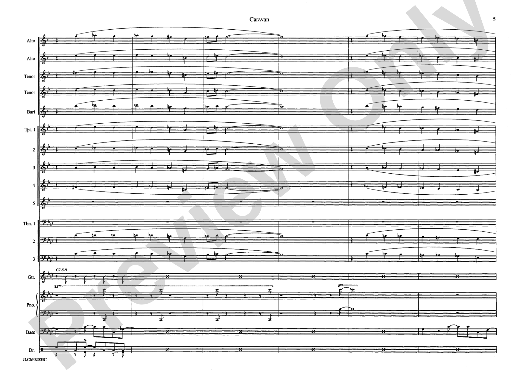 Caravan: Jazz Ensemble Conductor Score & Parts