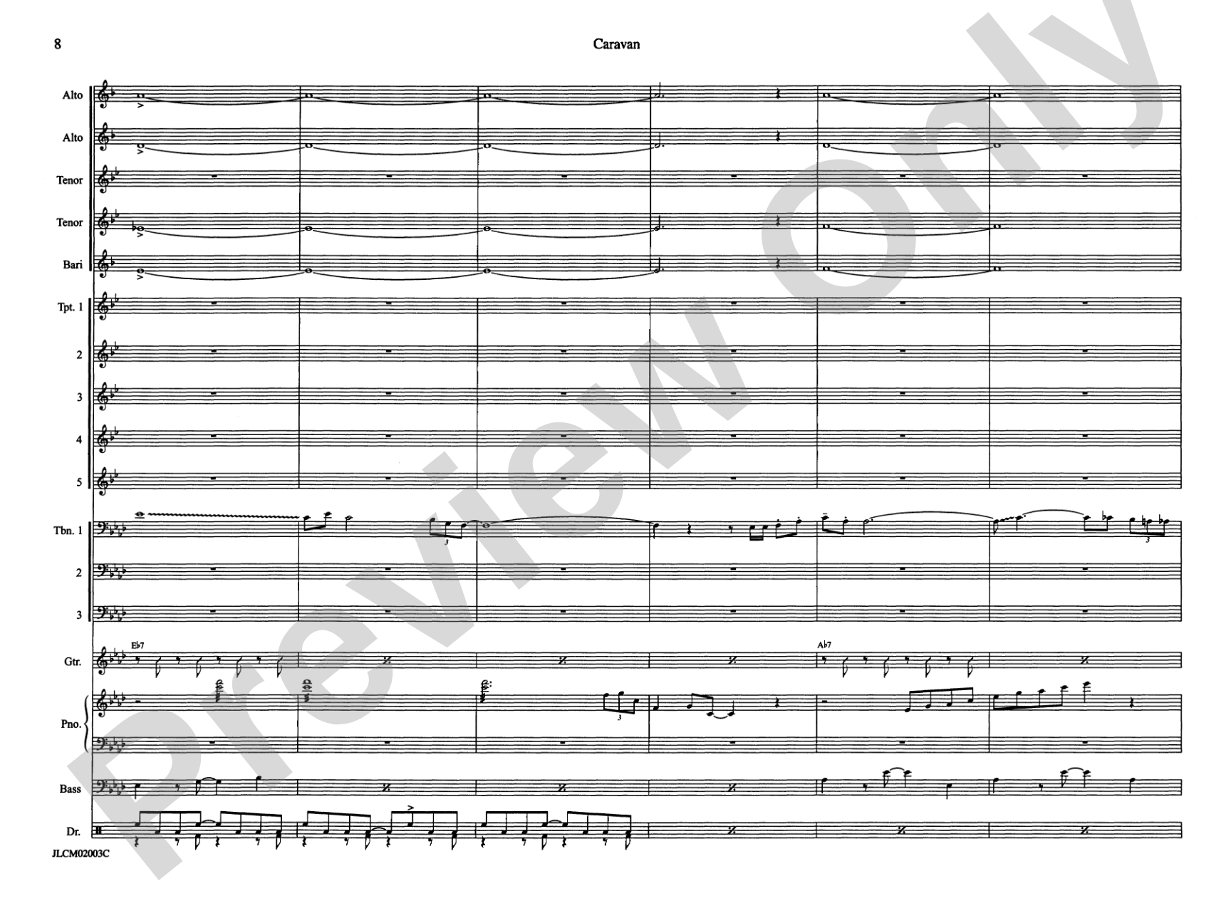 Caravan: Jazz Ensemble Conductor Score & Parts