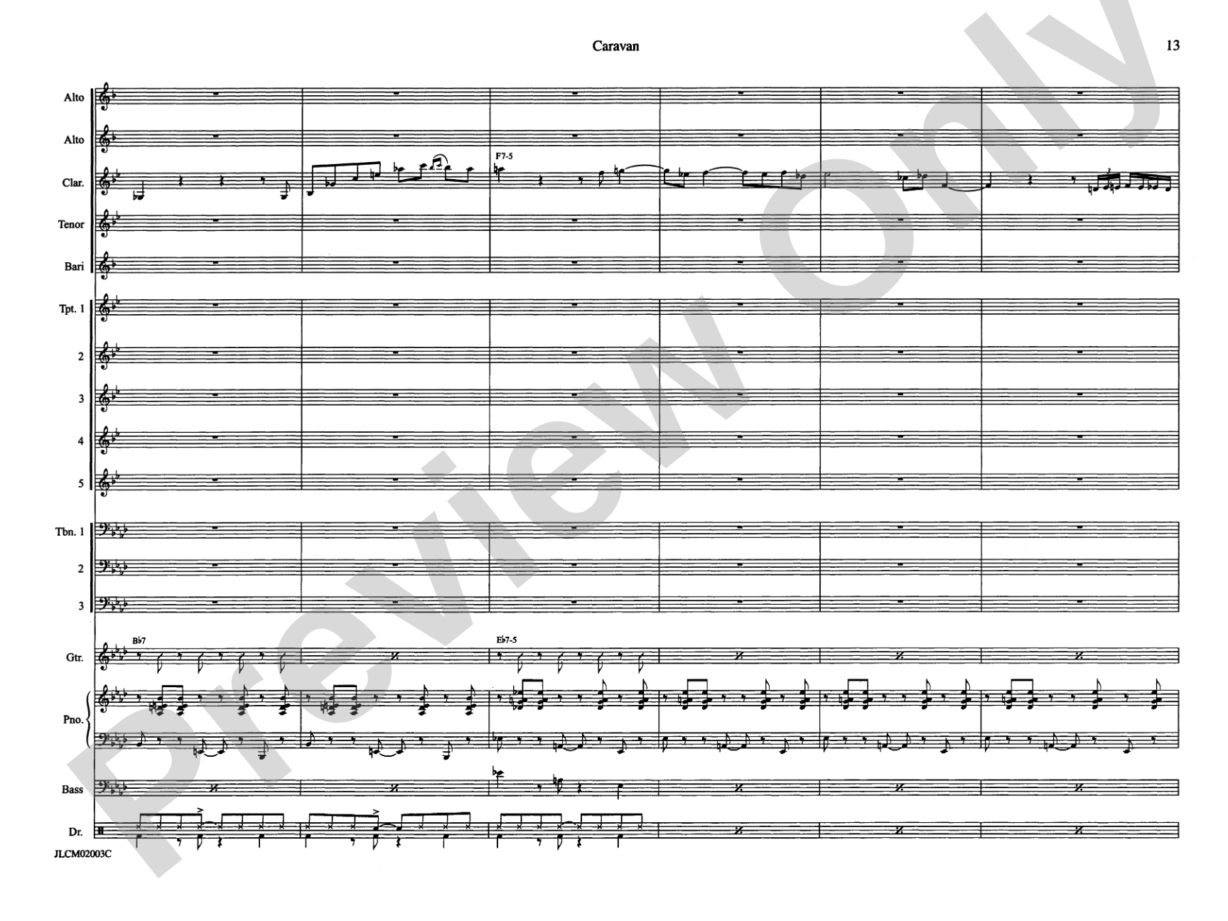 Caravan: Jazz Ensemble Conductor Score & Parts