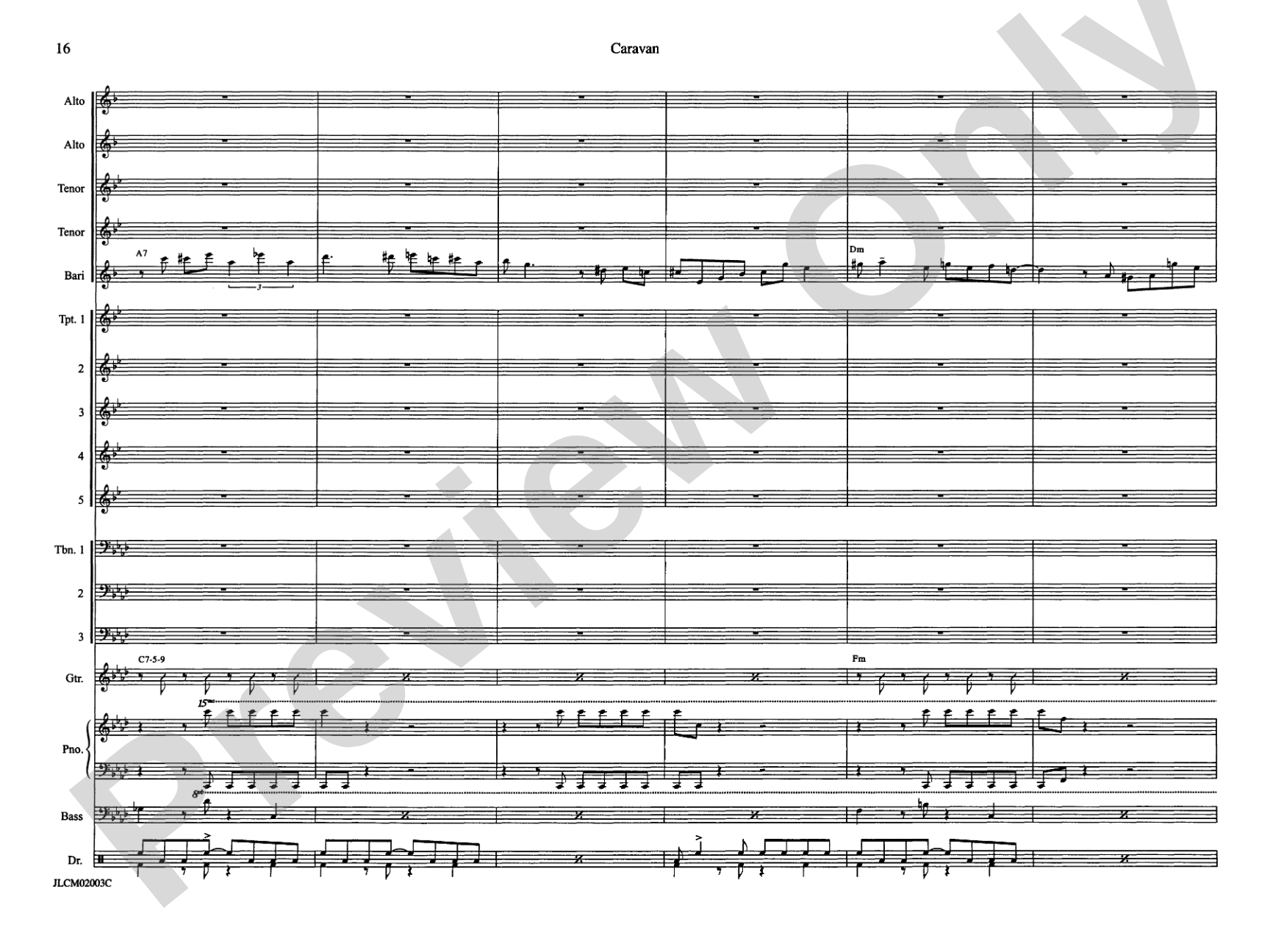 Caravan: Jazz Ensemble Conductor Score & Parts