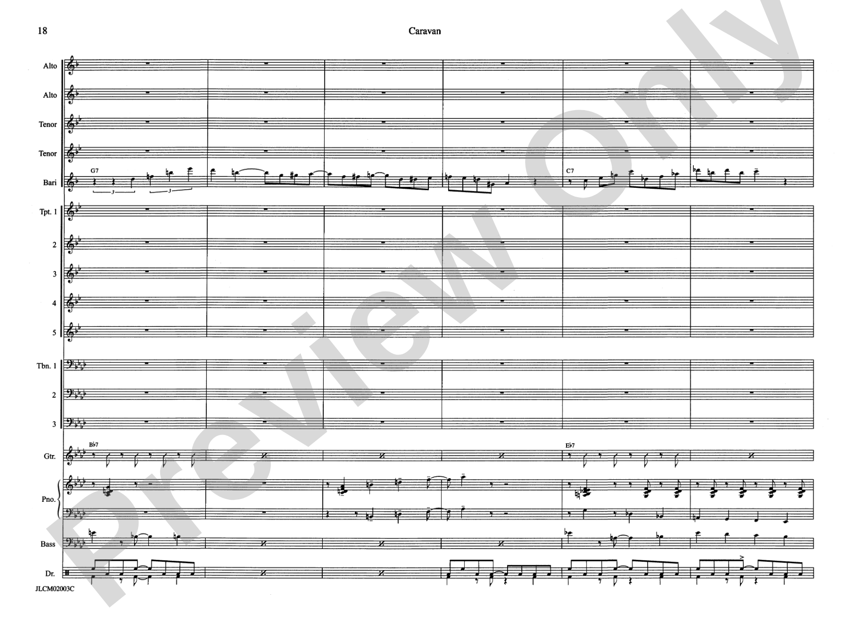 Caravan: Jazz Ensemble Conductor Score & Parts