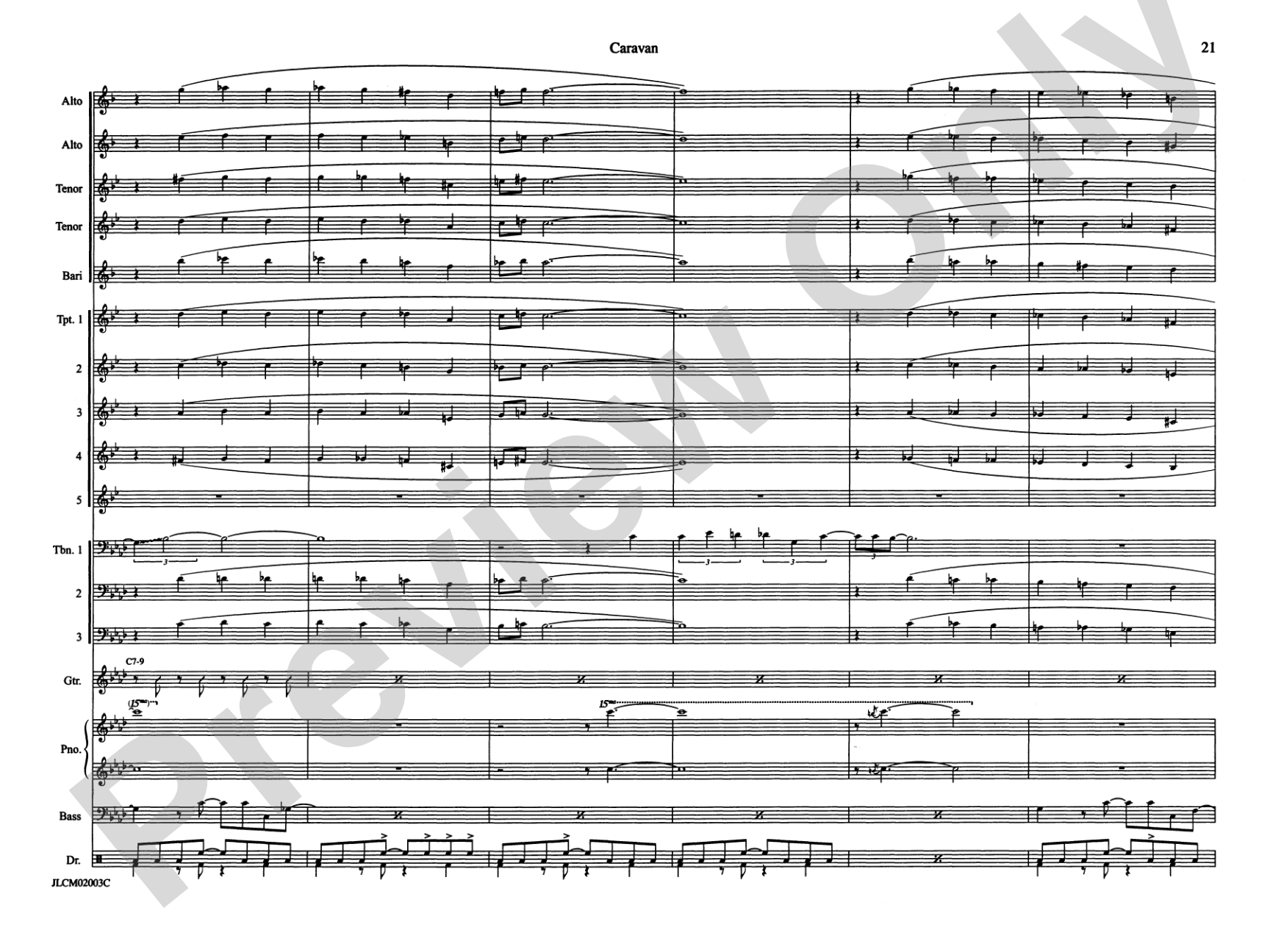 Caravan: Jazz Ensemble Conductor Score & Parts