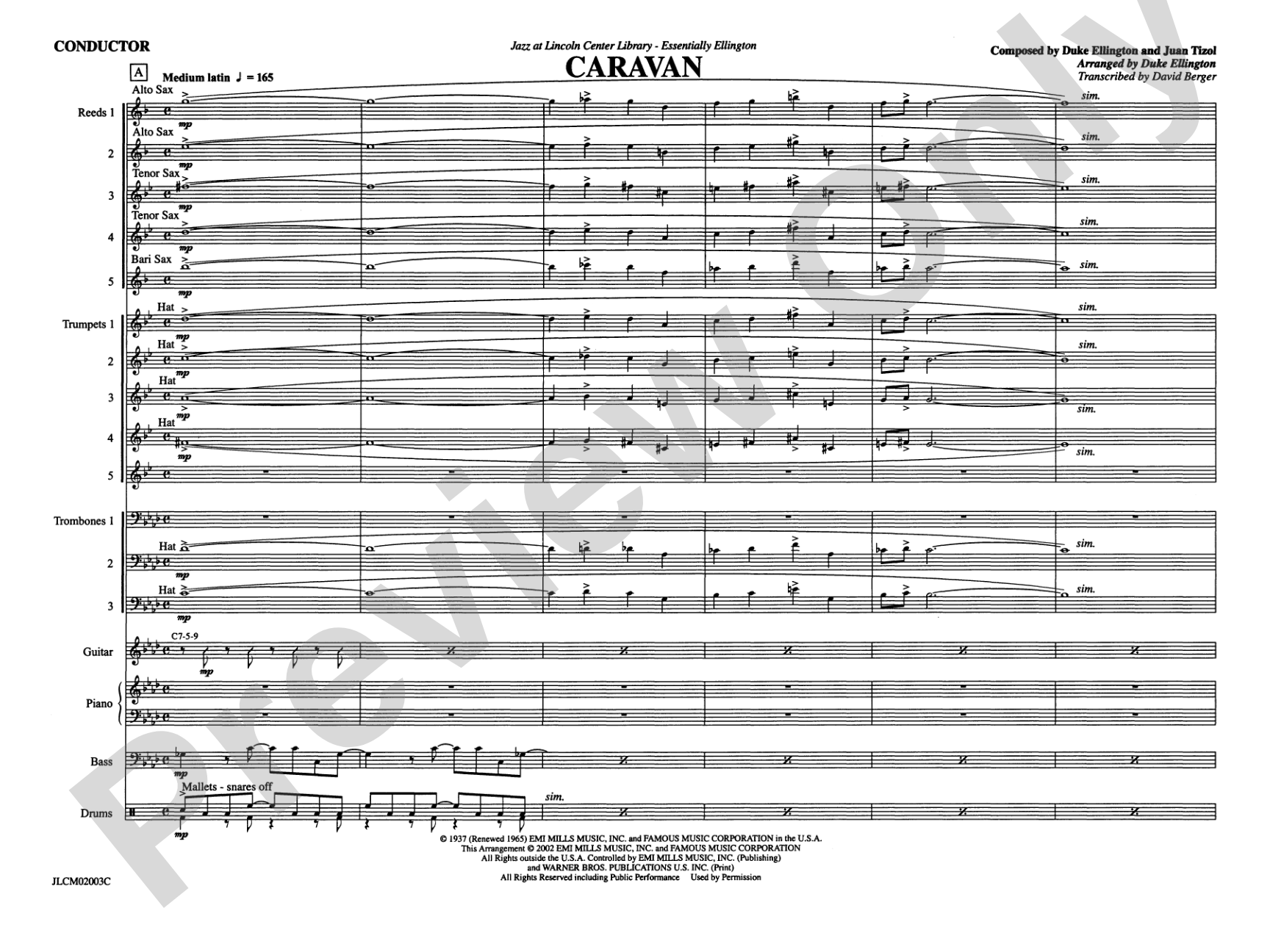 Caravan: Jazz Ensemble Conductor Score & Parts