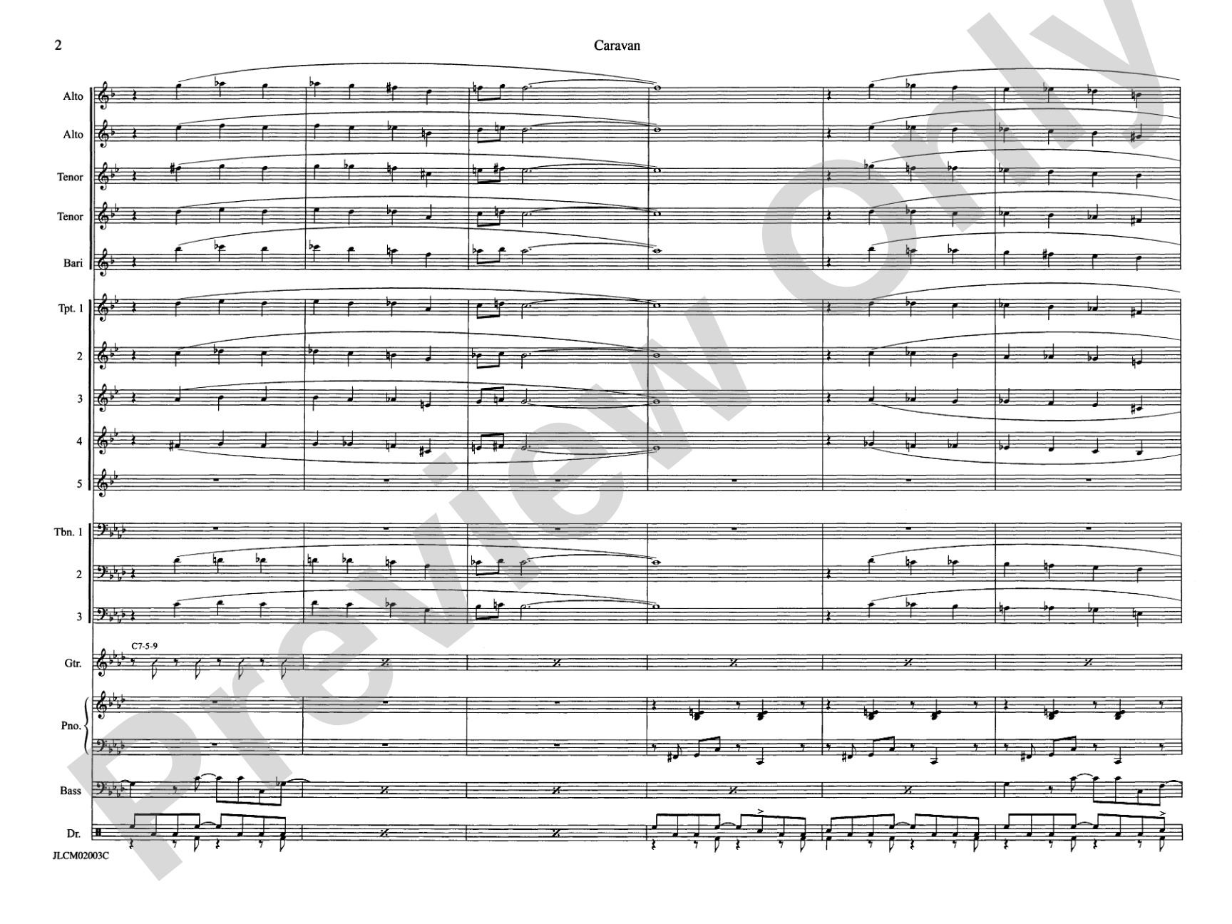 Caravan: Jazz Ensemble Conductor Score & Parts