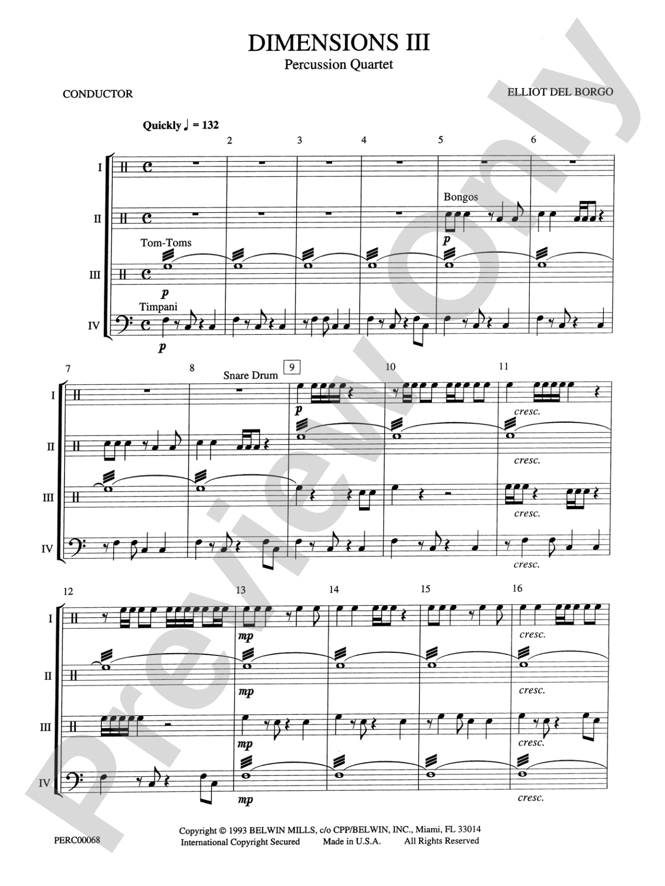 Dimensions III: Percussion Ensemble Conductor Score & Parts