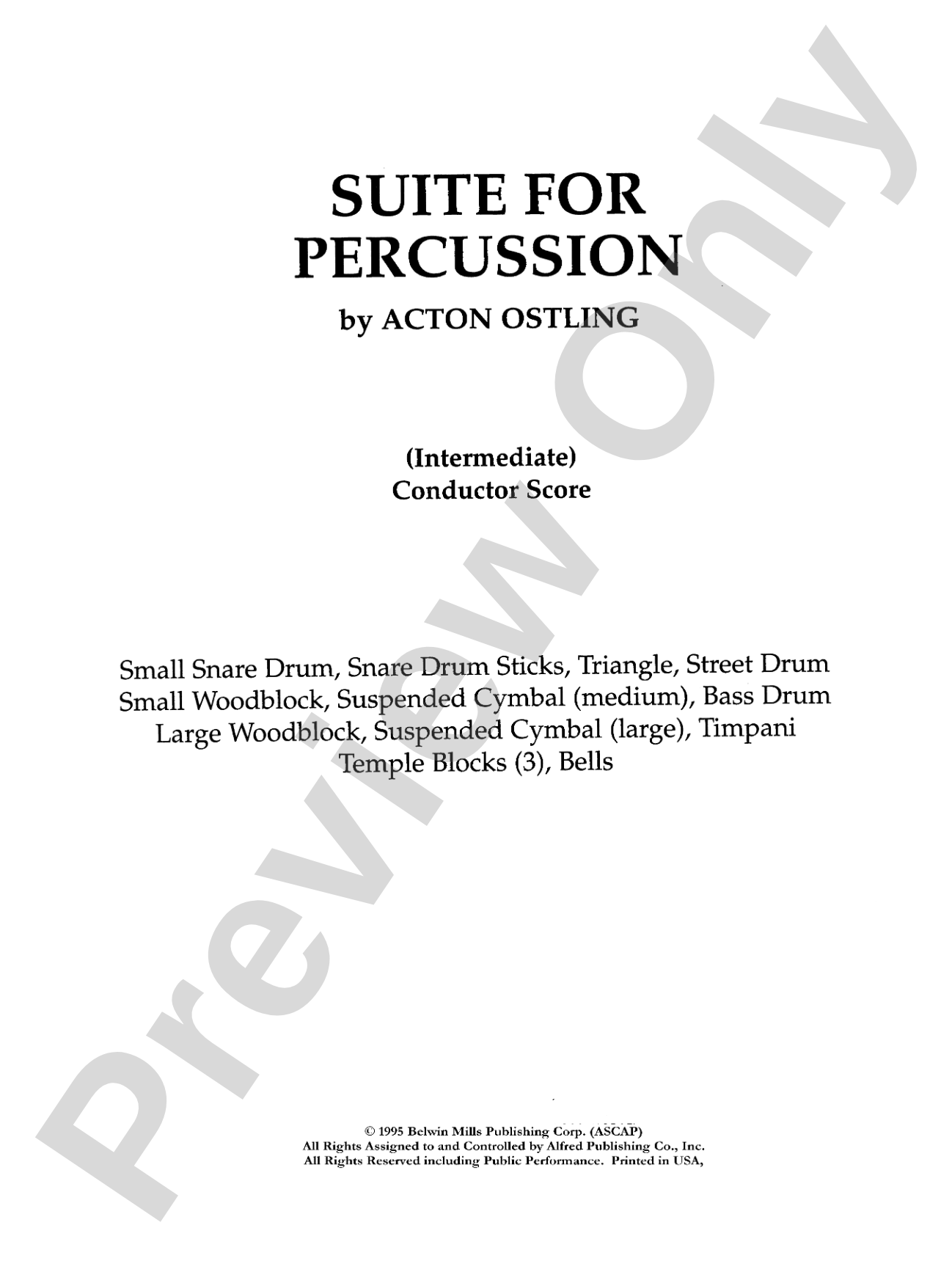 Suite for Percussion: Percussion Ensemble Book