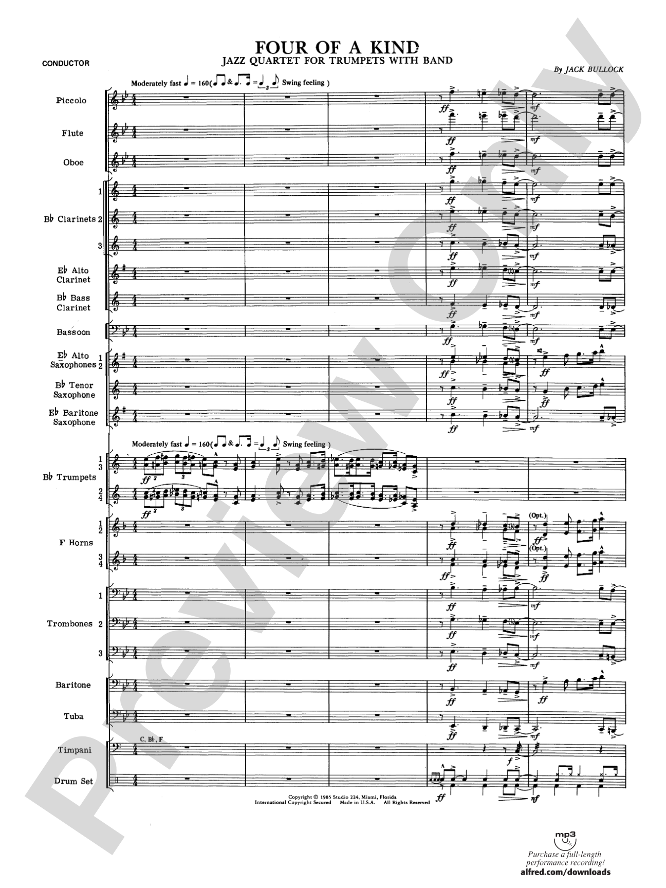 Four of a Kind: Concert Band Conductor Score & Parts