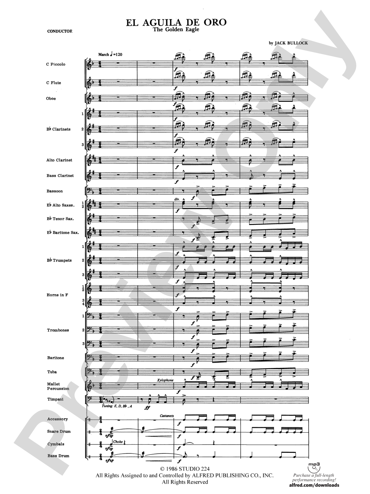 El Aguila de Oro: Concert Band Conductor Score & Parts