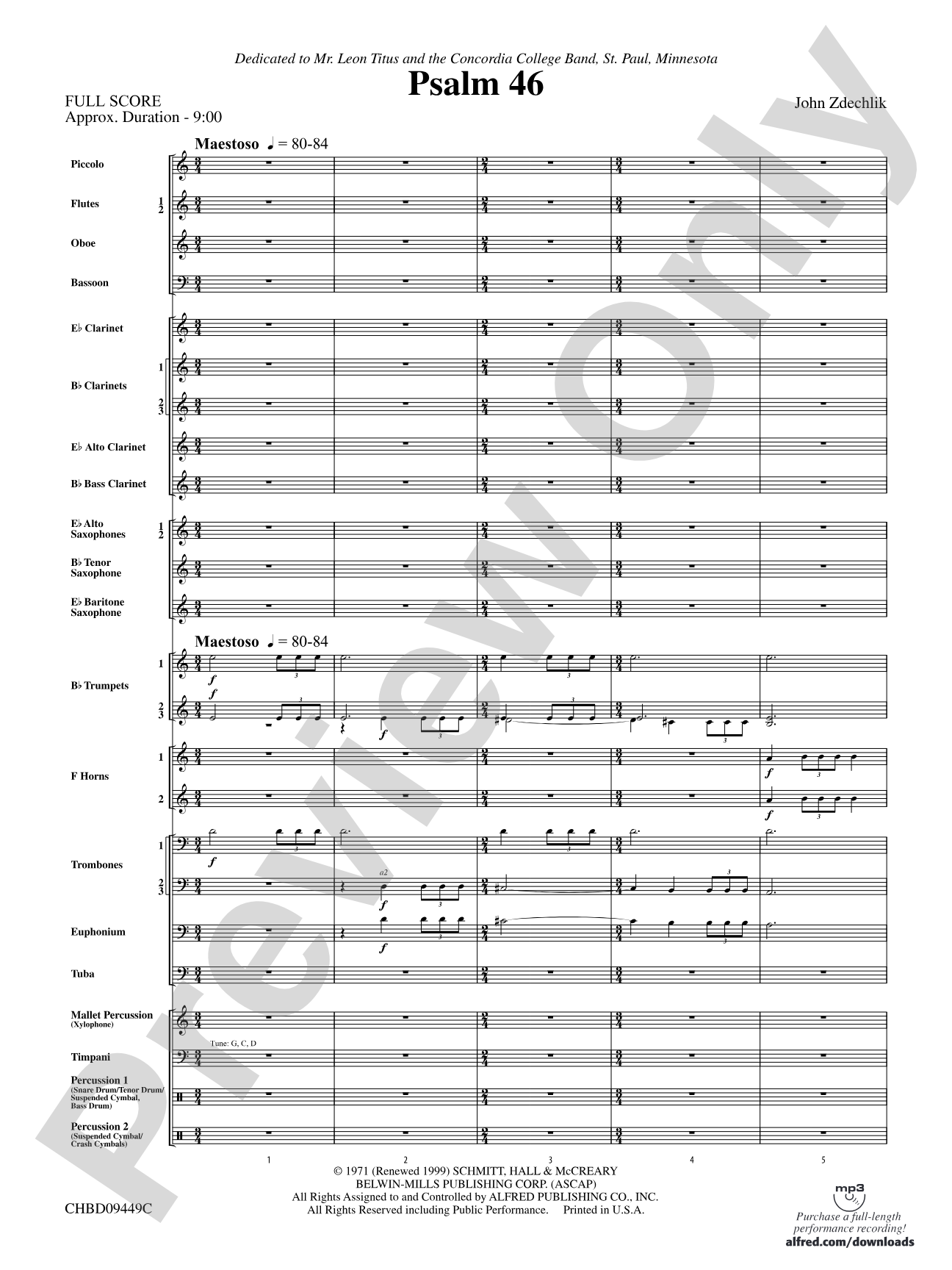Psalm 46: Concert Band Conductor Score & Parts