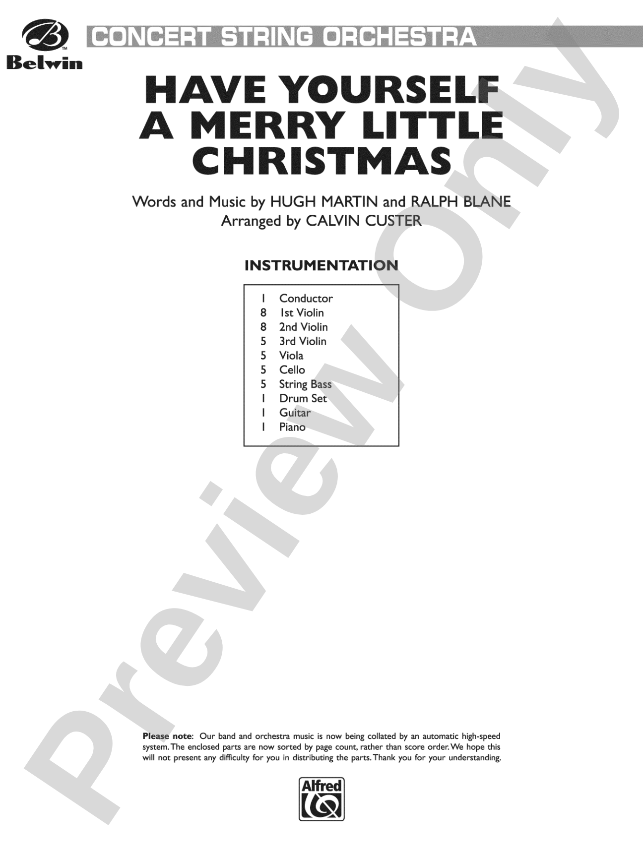 Have Yourself a Merry Little Christmas: String Orchestra Conductor Score & Parts
