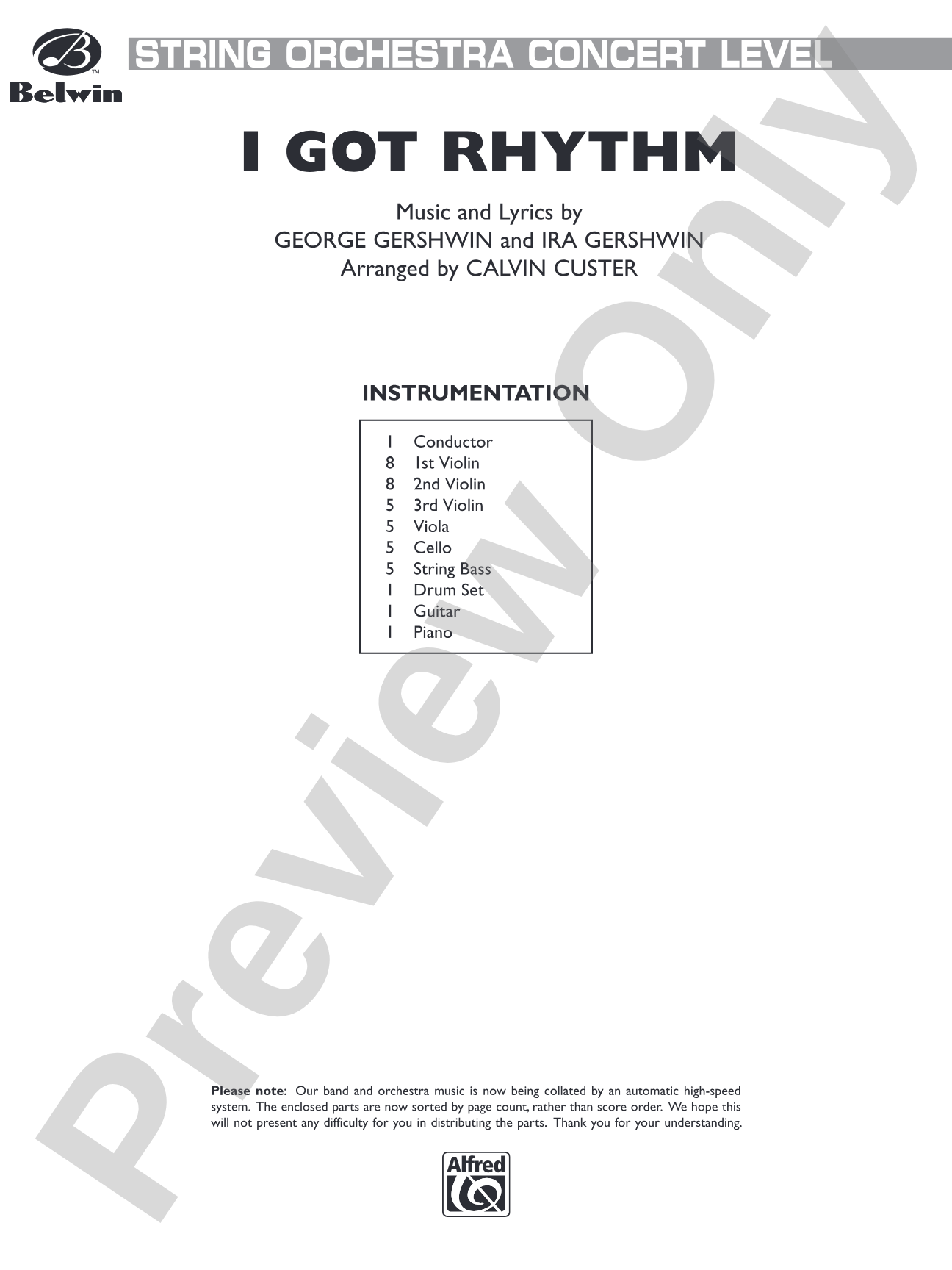 I Got Rhythm: String Orchestra Conductor Score & Parts