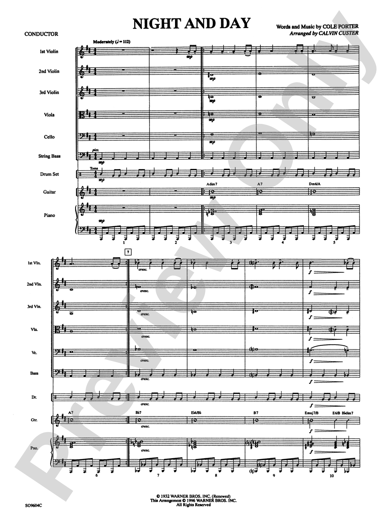 Night and Day: String Orchestra Conductor Score & Parts