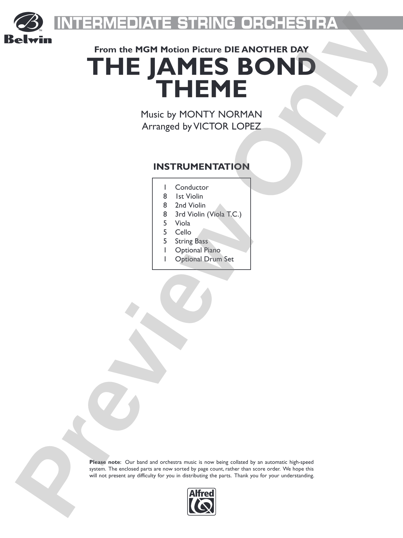 The James Bond Theme (from Die Another Day): String Orchestra Conductor Score & Parts