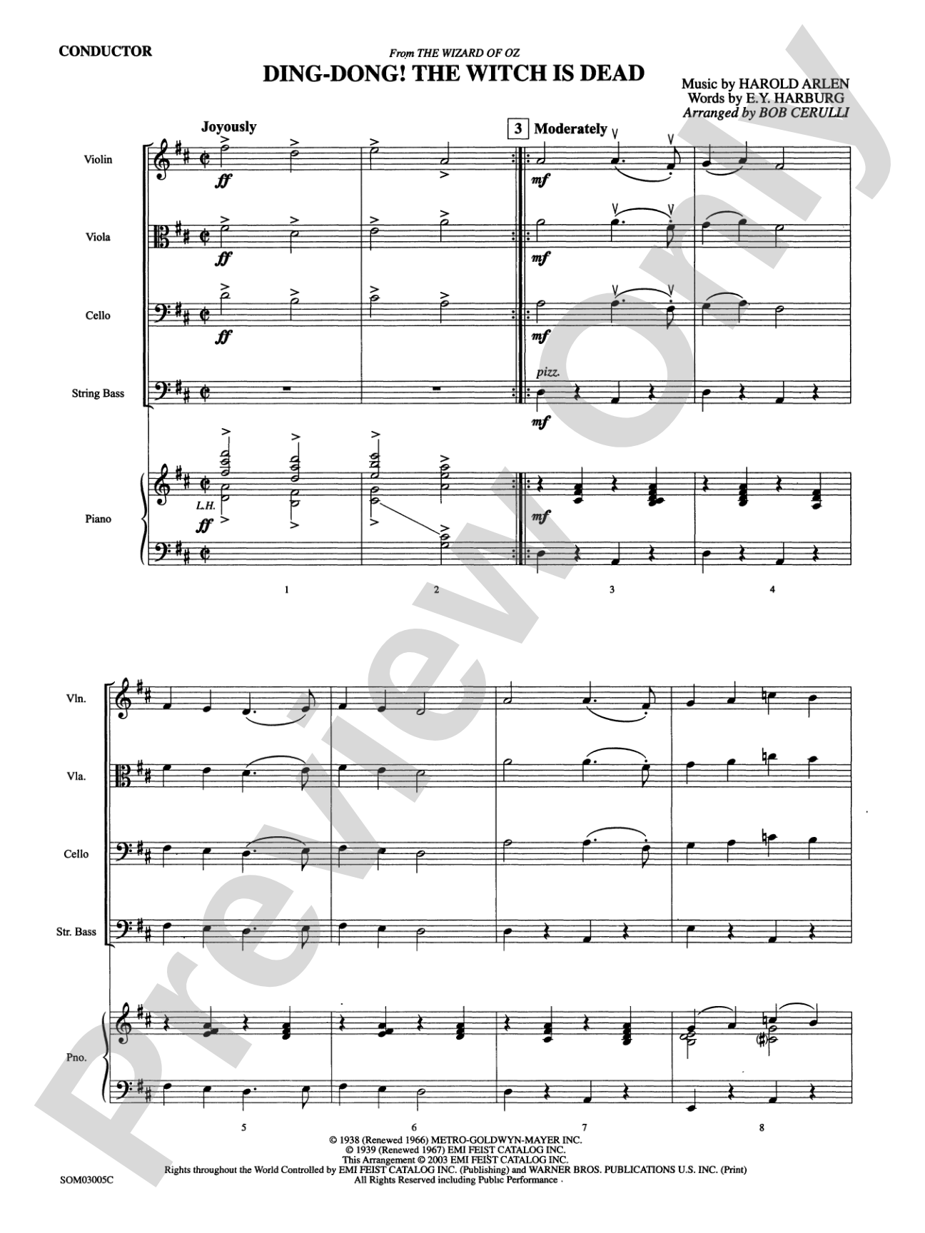 Ding Dong! The Witch Is Dead (from The Wizard of Oz): String Orchestra Conductor Score & Parts