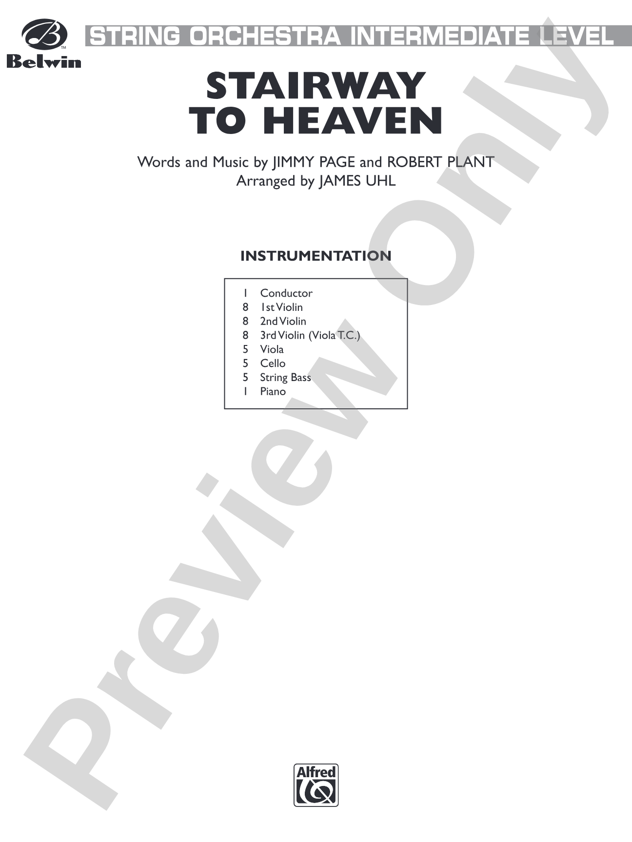 Stairway to Heaven: String Orchestra Conductor Score & Parts