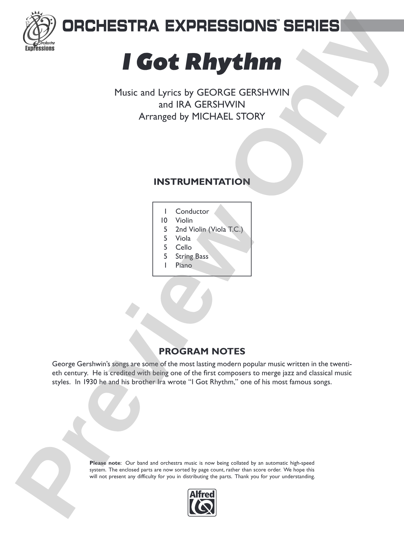 I Got Rhythm: String Orchestra Conductor Score & Parts