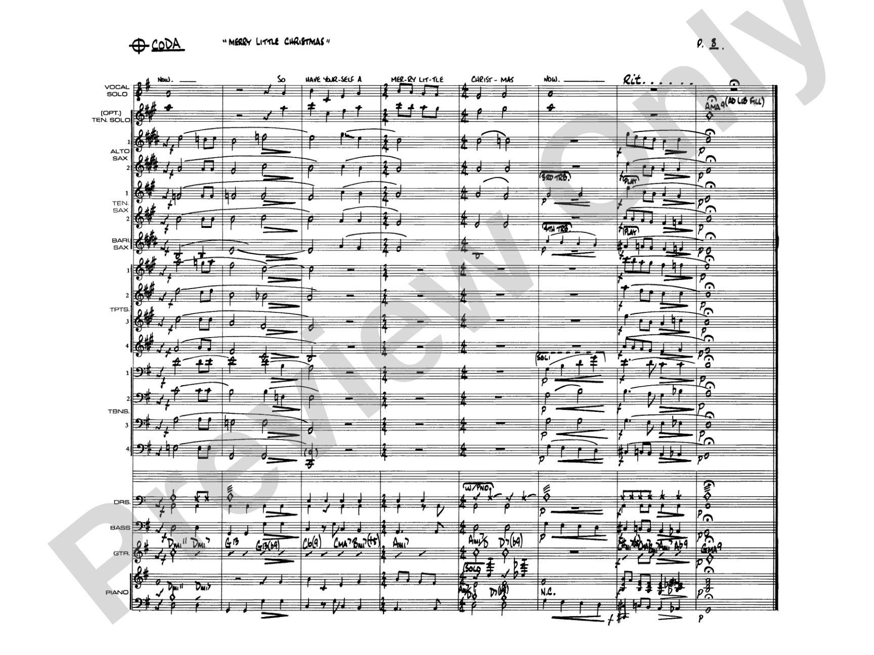 Have Yourself a Merry Little Christmas: Vocal Solo with Jazz Ensemble Conductor Score & Parts