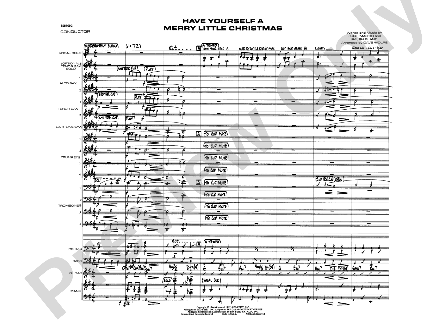 Have Yourself a Merry Little Christmas: Vocal Solo with Jazz Ensemble Conductor Score & Parts