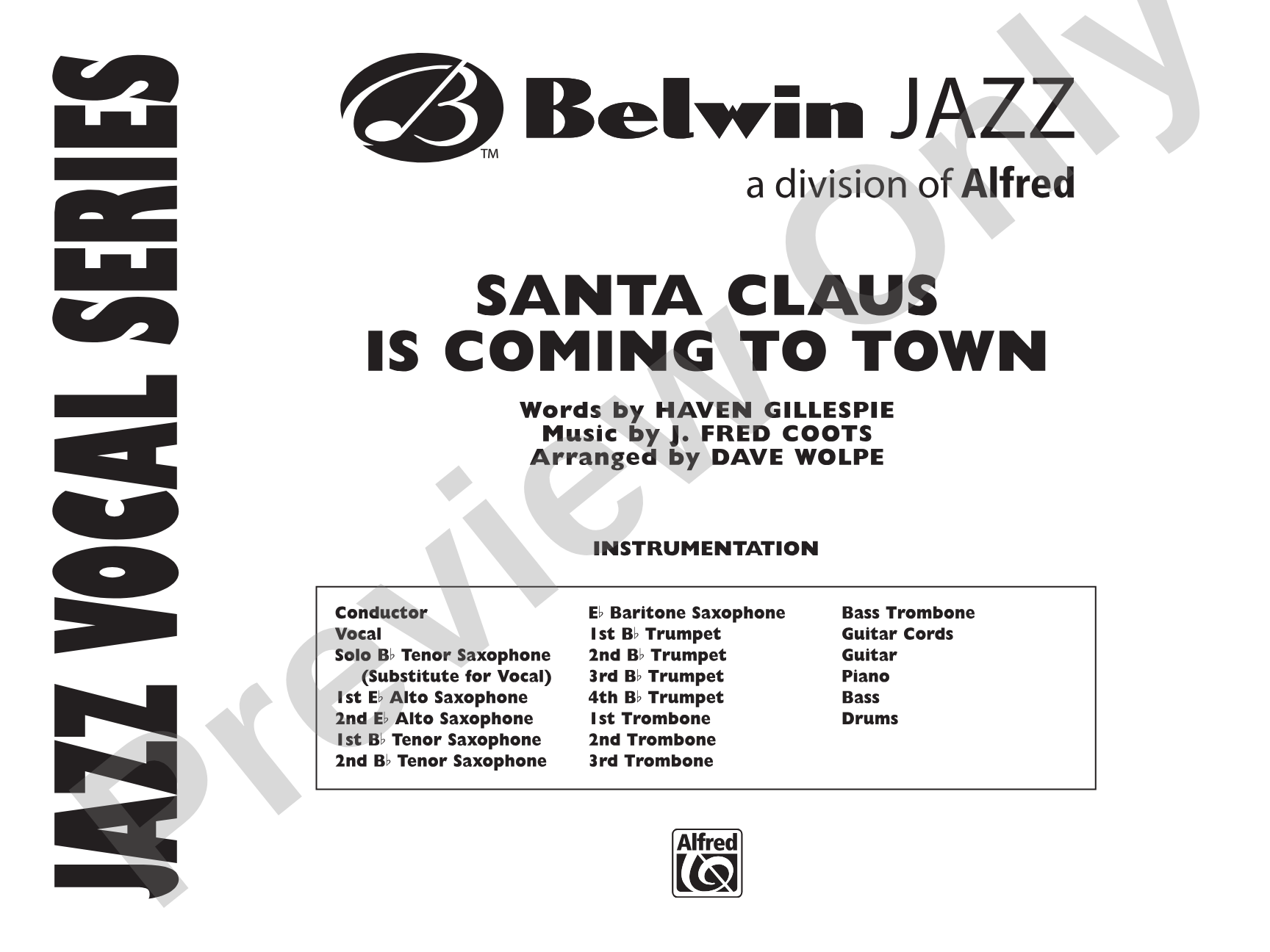 Santa Claus Is Coming to Town: Vocal Solo with Jazz Ensemble Conductor Score & Parts