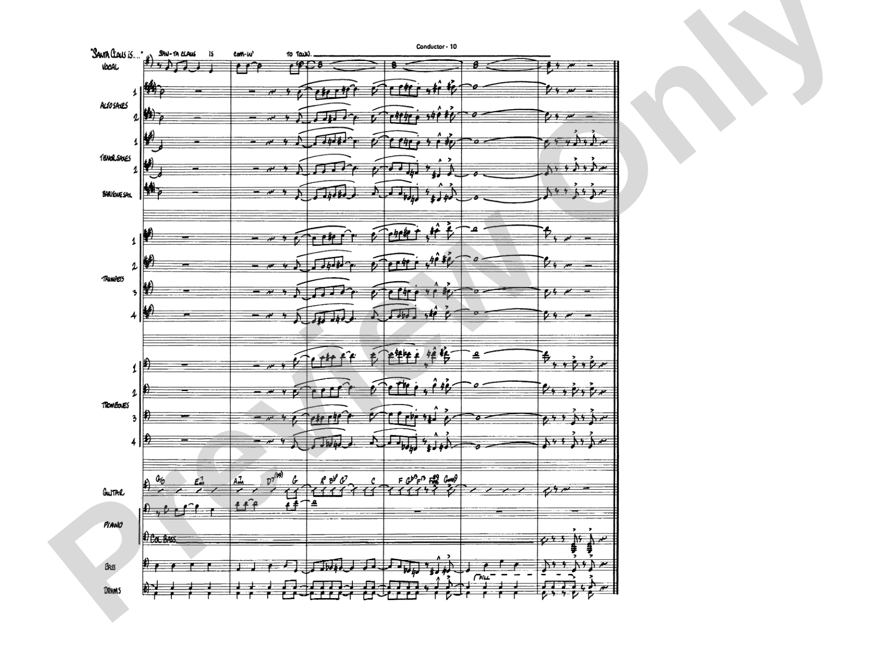 Santa Claus Is Coming to Town: Vocal Solo with Jazz Ensemble Conductor Score & Parts