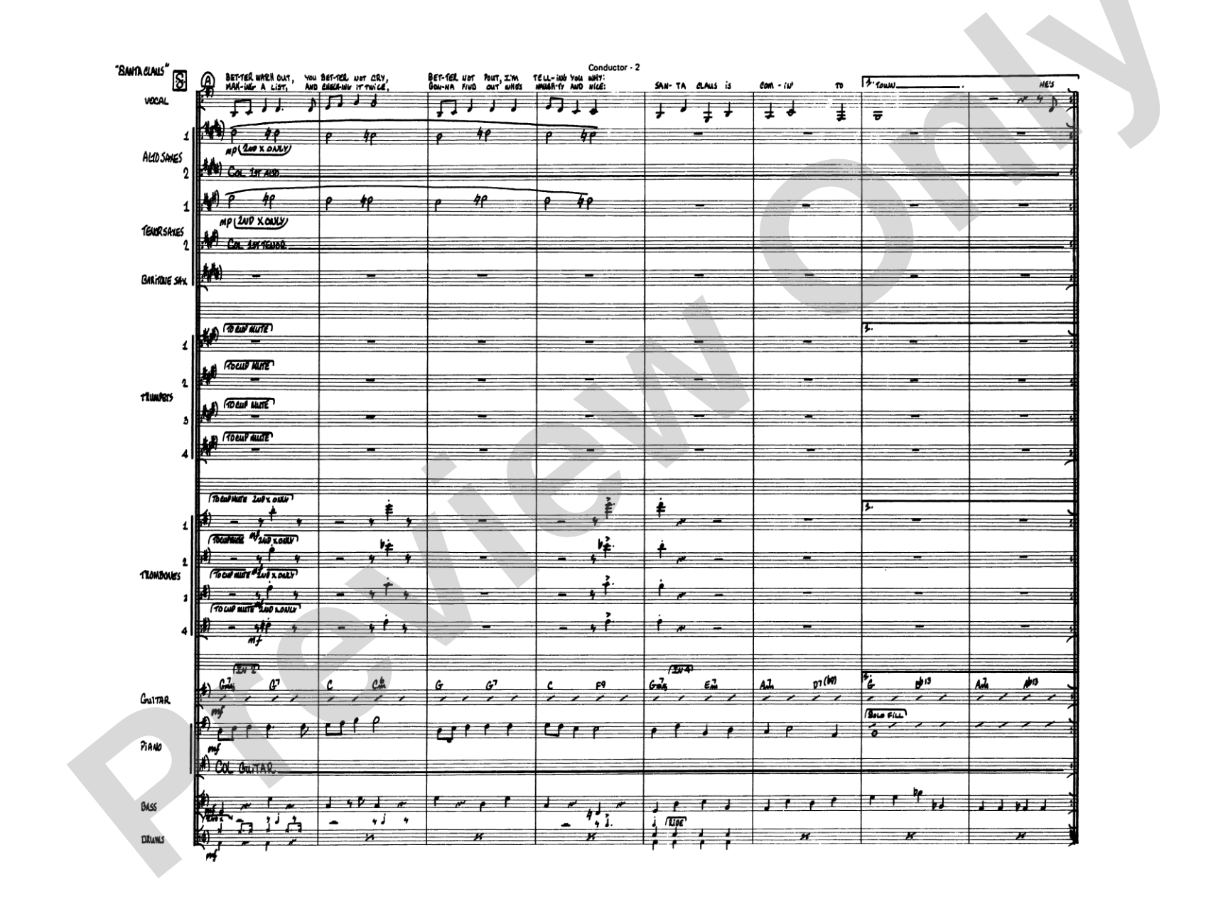 Santa Claus Is Coming to Town: Vocal Solo with Jazz Ensemble Conductor Score & Parts