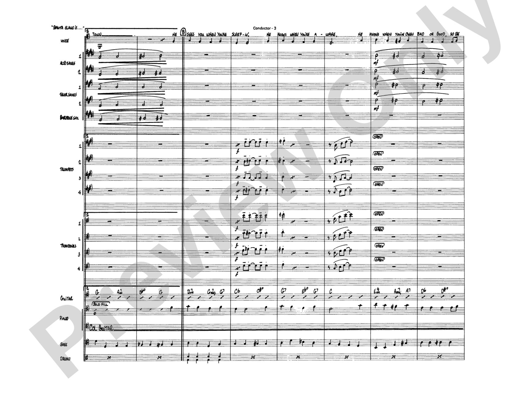 Santa Claus Is Coming to Town: Vocal Solo with Jazz Ensemble Conductor Score & Parts