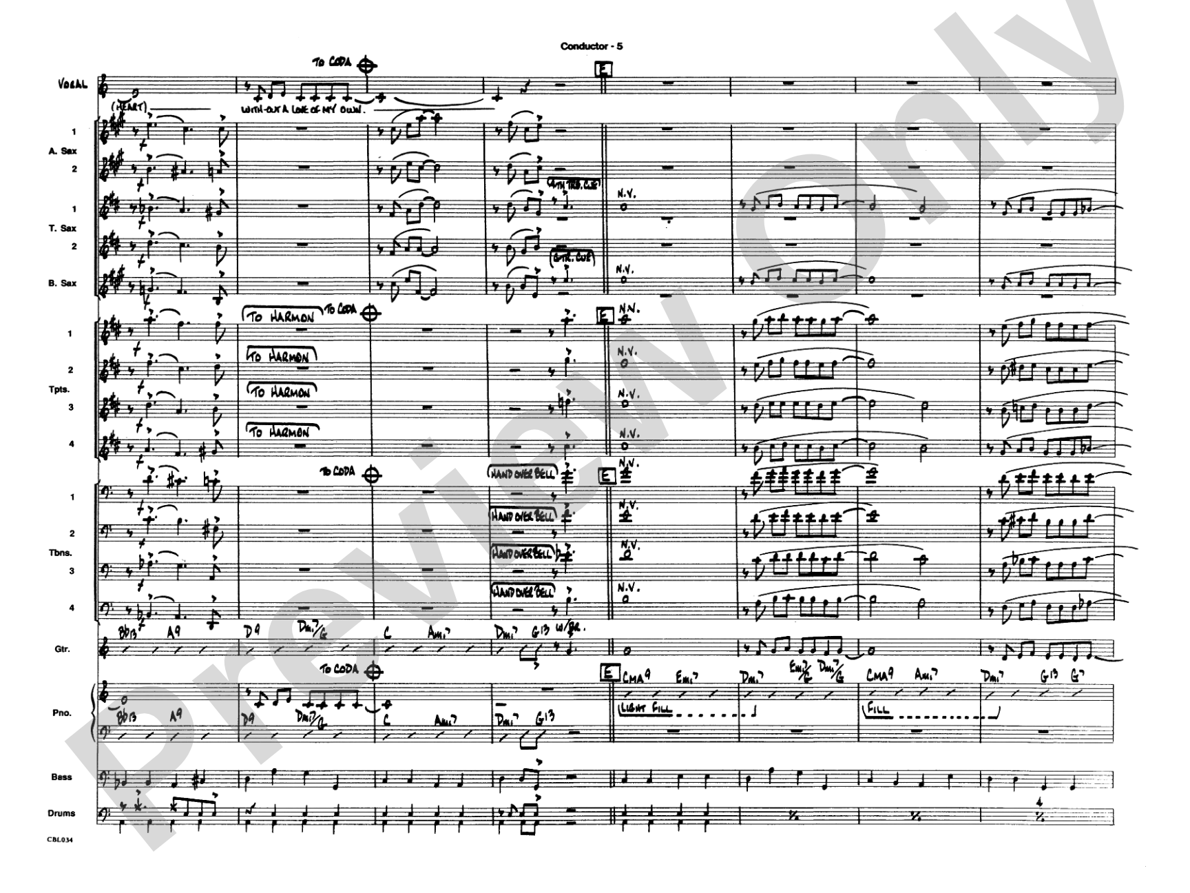 Blue Moon: Vocal Solo with Jazz Ensemble Conductor Score & Parts
