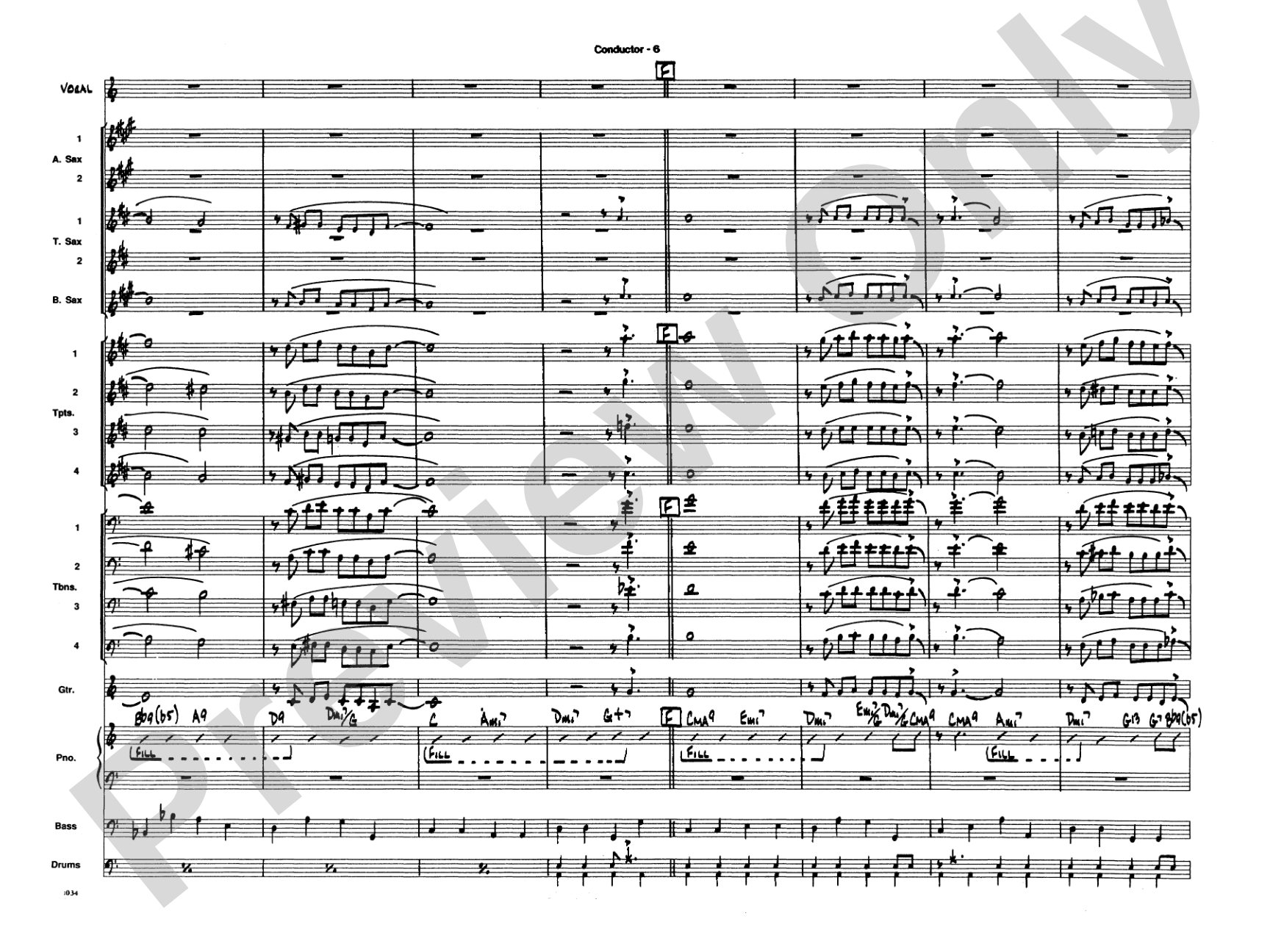 Blue Moon: Vocal Solo with Jazz Ensemble Conductor Score & Parts