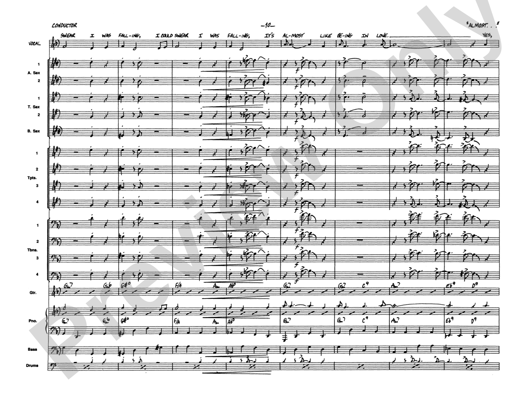 Almost Like Being in Love: Vocal Solo with Jazz Ensemble Conductor Score & Parts