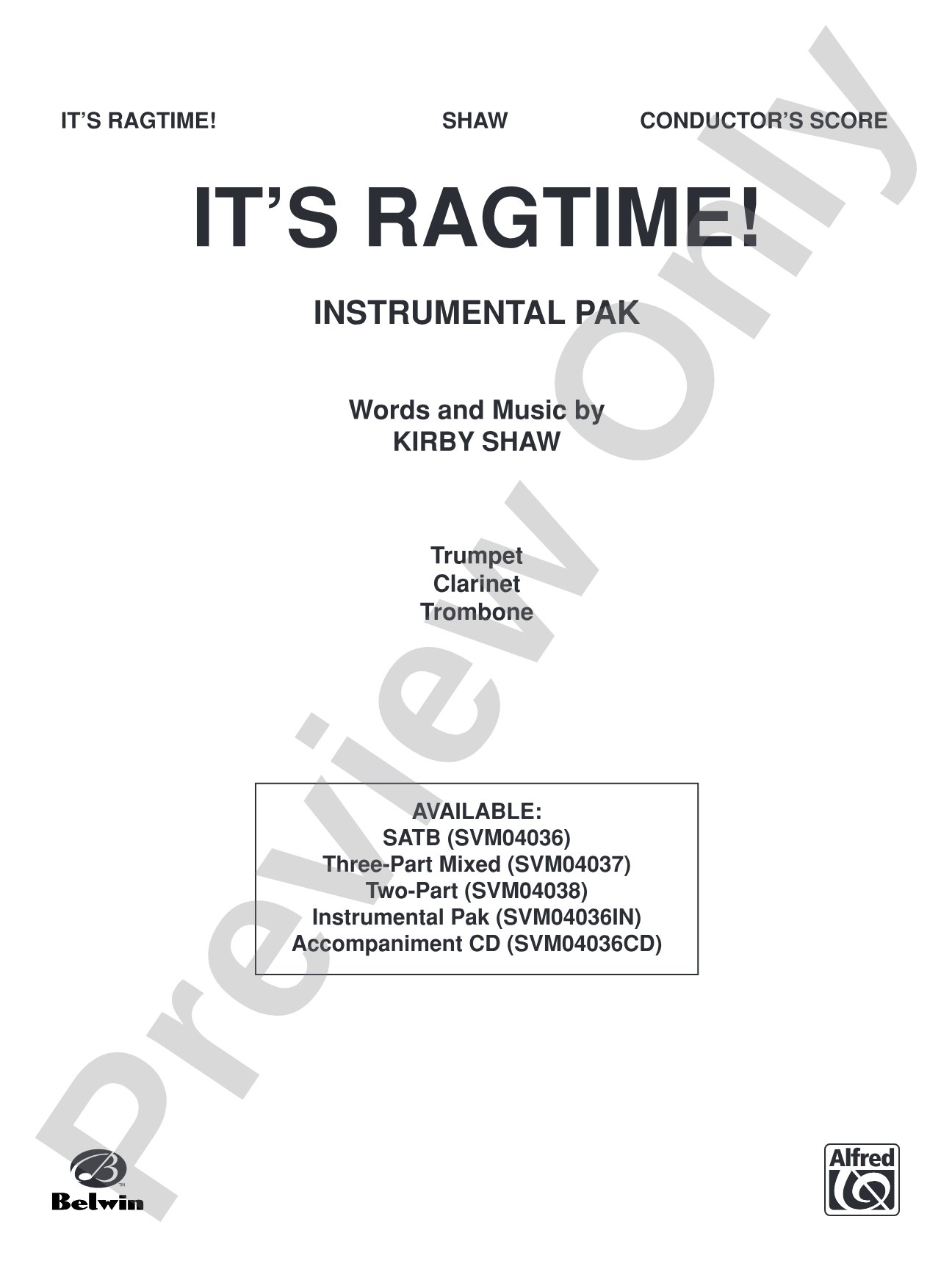 It's Ragtime!: Choral Instrumental Parts
