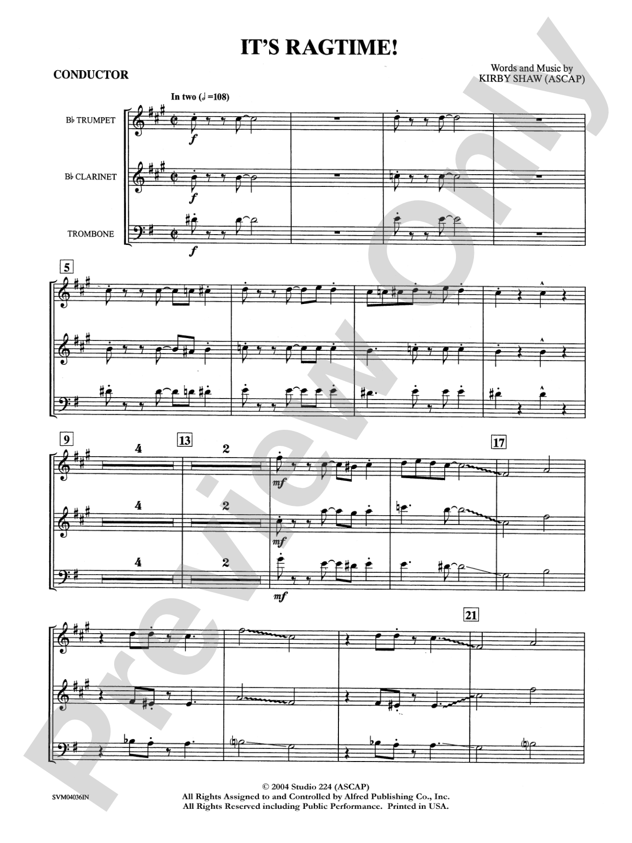 It's Ragtime!: Choral Instrumental Parts