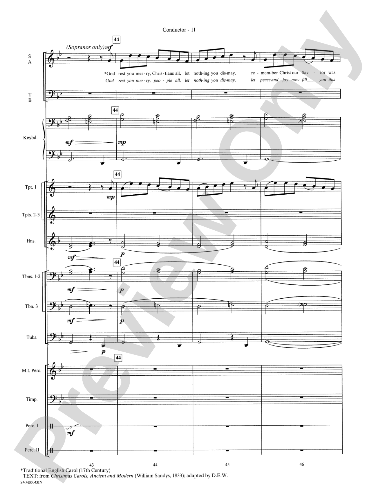 A Festival of Carols (A Medley): Choral Instrumental Parts