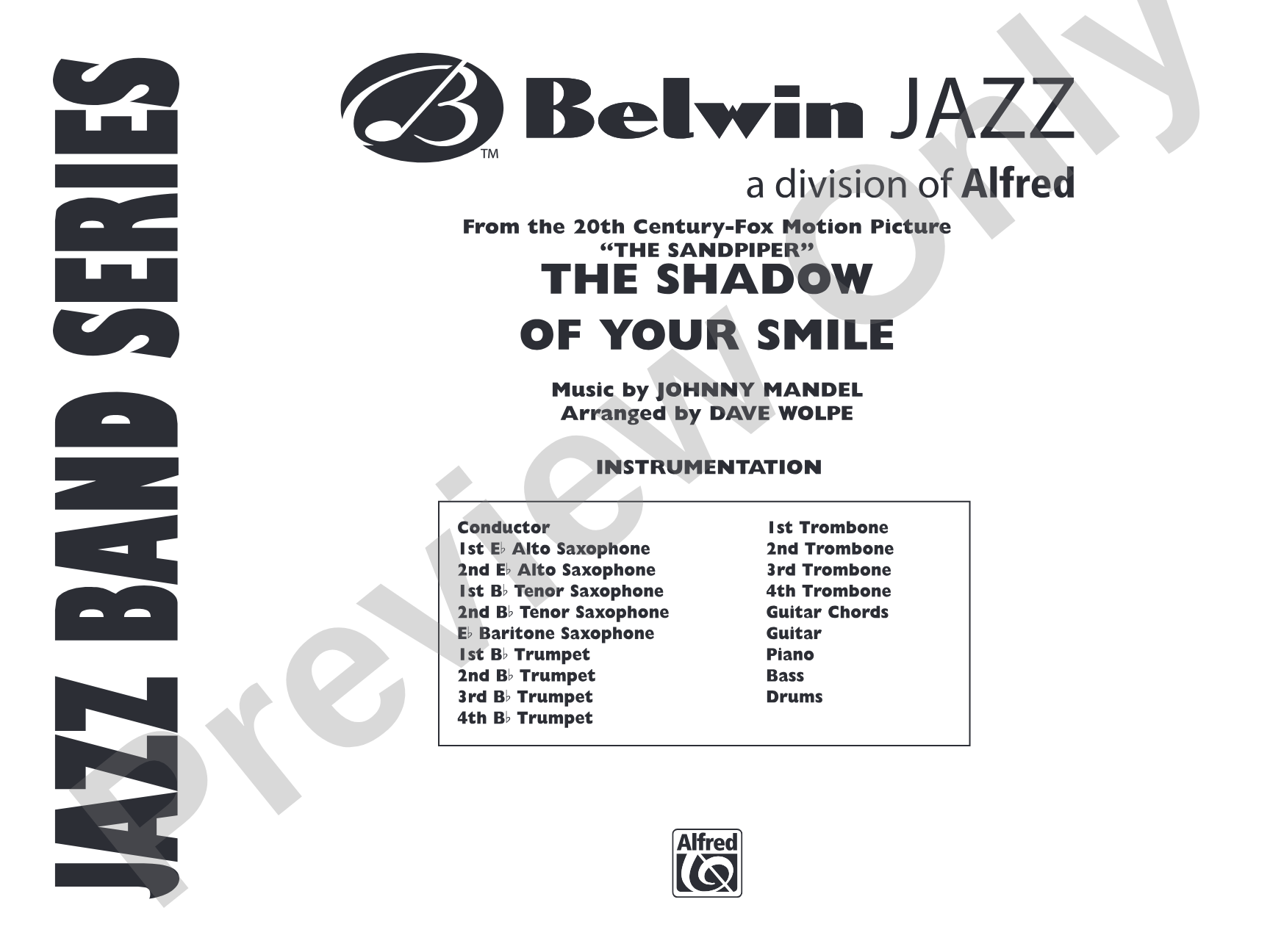 The Shadow of Your Smile (from The Sandpiper): Jazz Ensemble Conductor Score & Parts