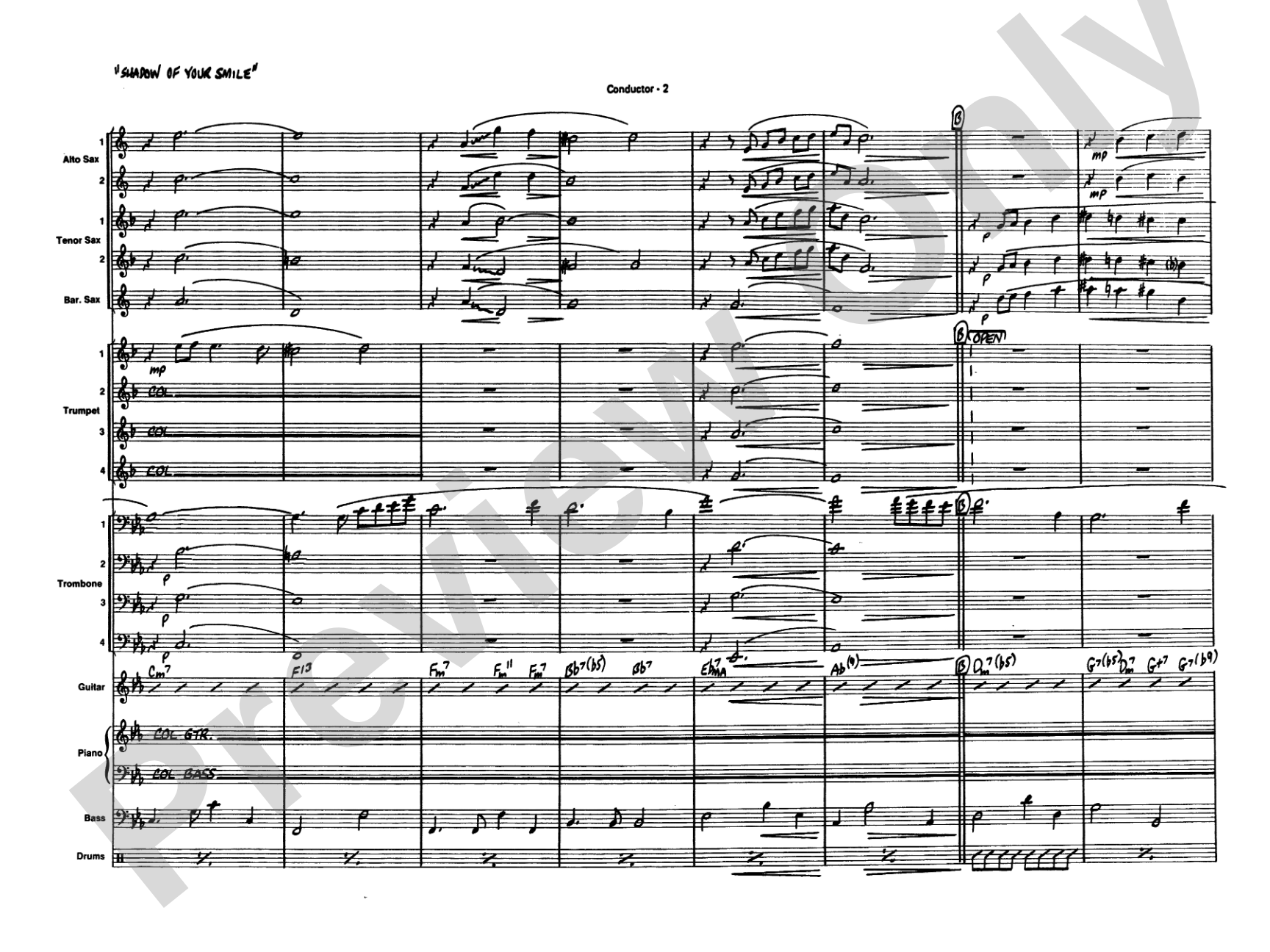 The Shadow of Your Smile (from The Sandpiper): Jazz Ensemble Conductor Score & Parts