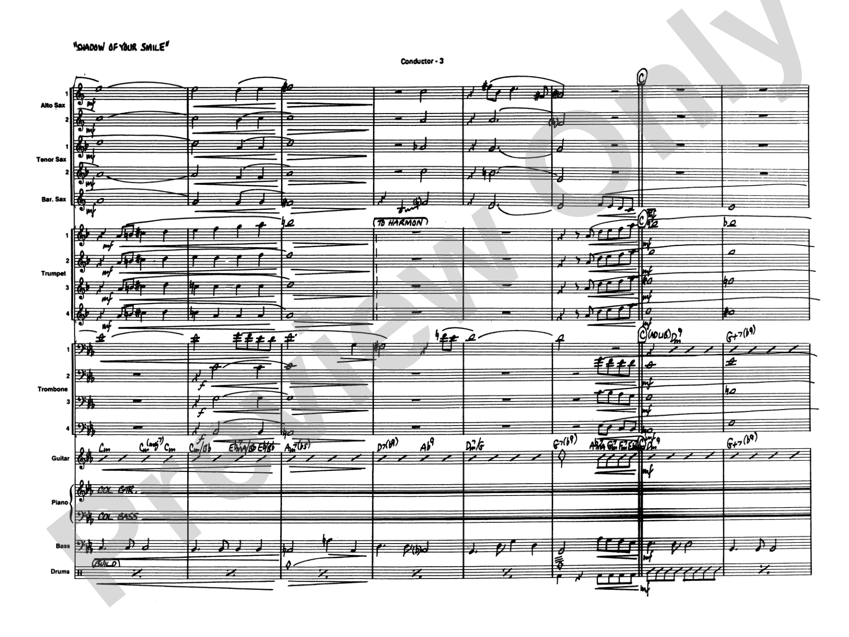 The Shadow of Your Smile (from The Sandpiper): Jazz Ensemble Conductor Score & Parts
